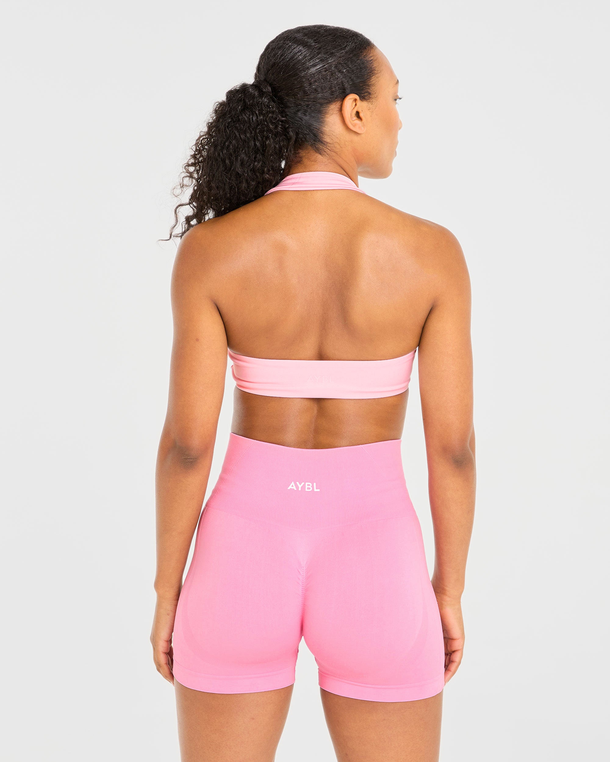 Essential Halterneck Sports Bra - Baby Rosa