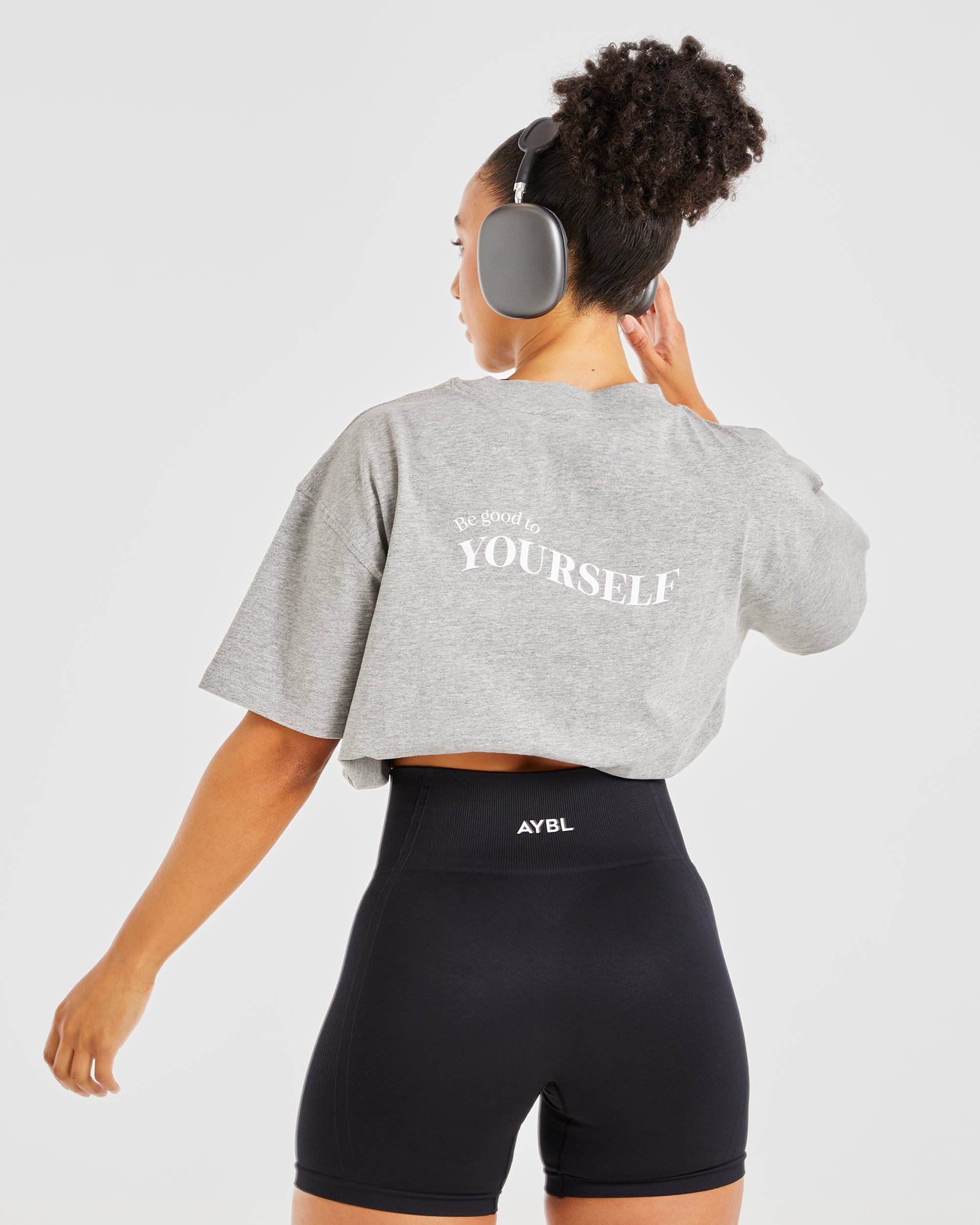 Be Good To Yourself Oversized T Shirt - Heather Grau/Weiß