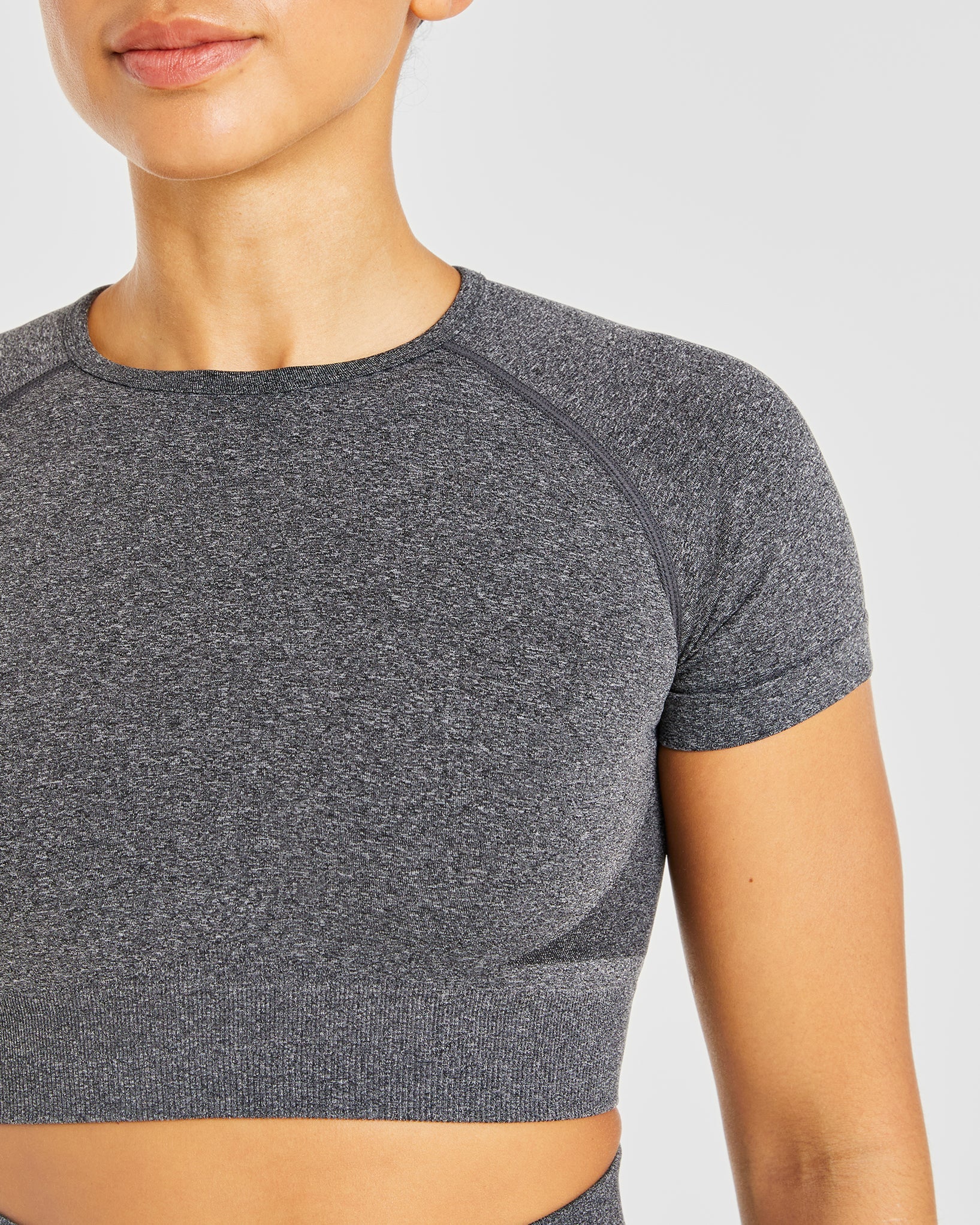 Empower Seamless Crop Top - Schwarz Marl