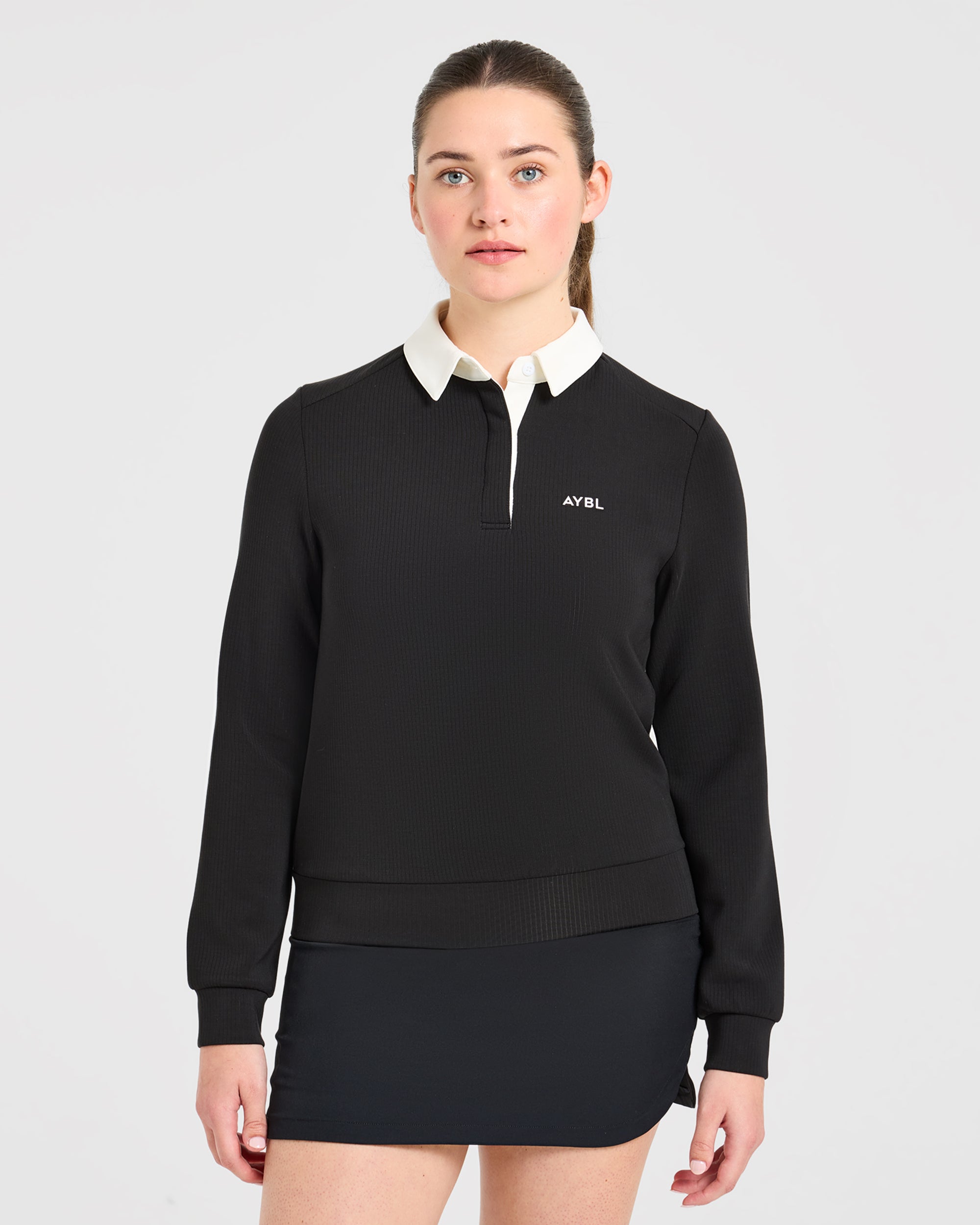 Signature Long Sleeve Polo - Schwarz