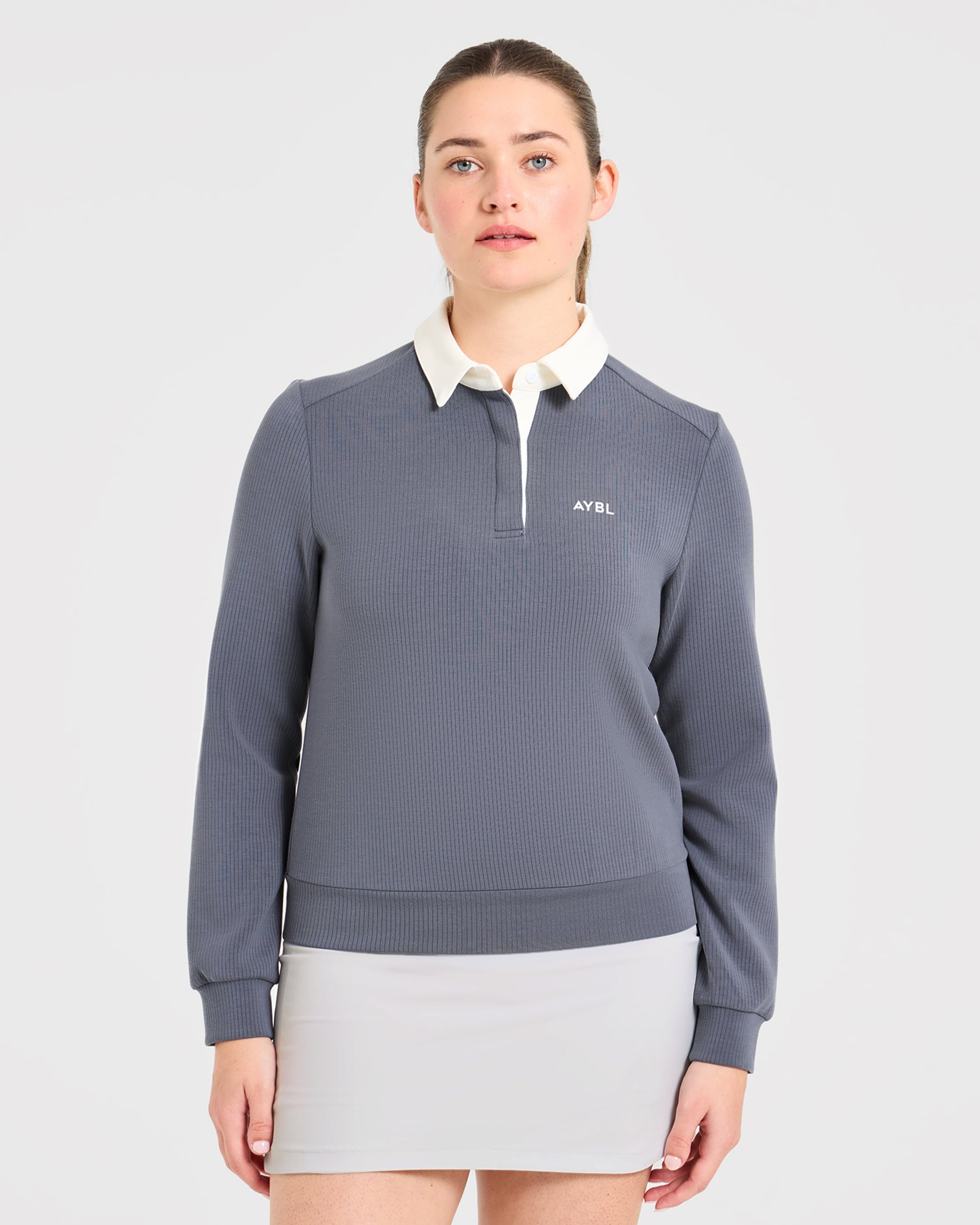 Signature Long Sleeve Polo - Steel Blau