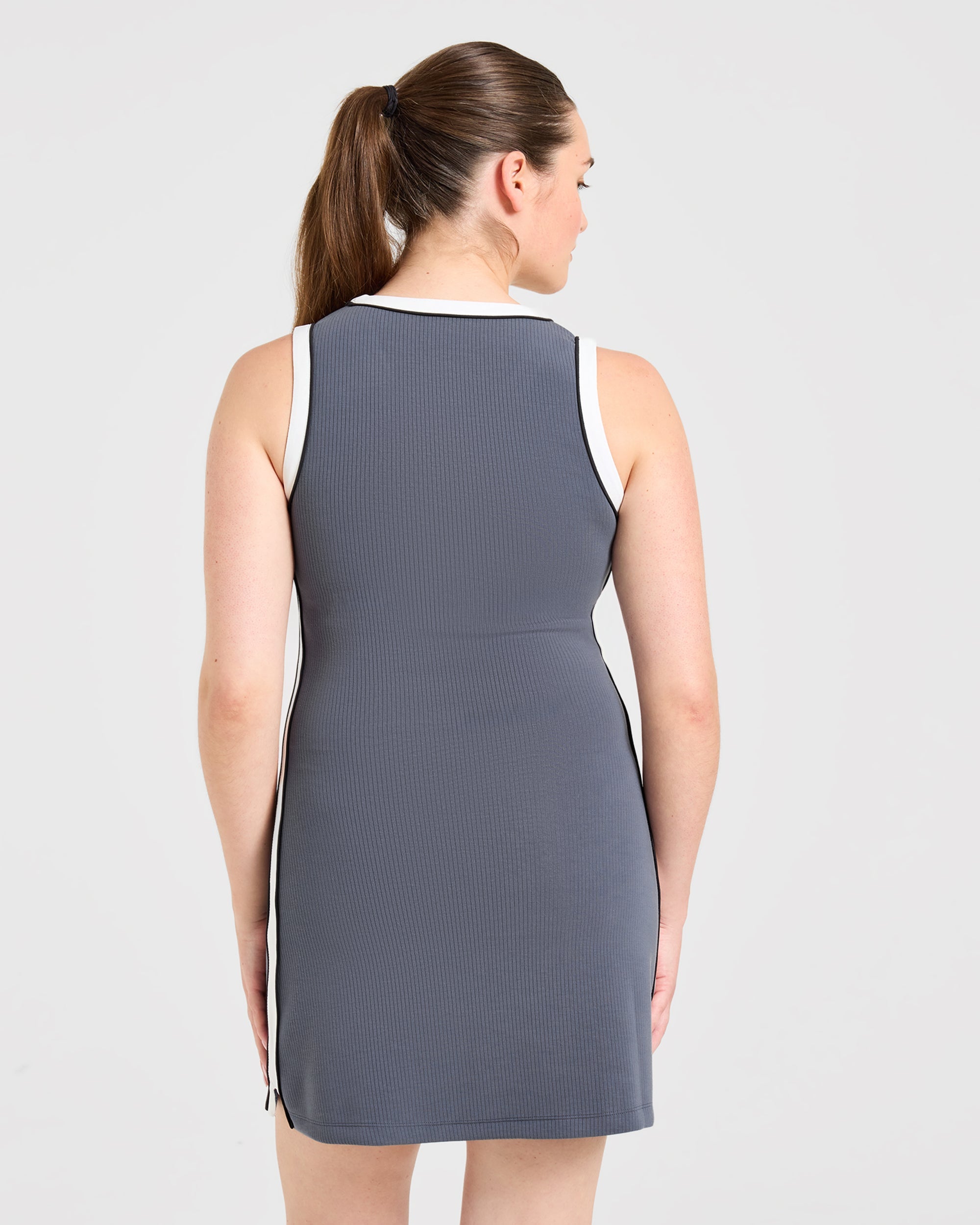 Signature V Neck Dress - Steel Blau