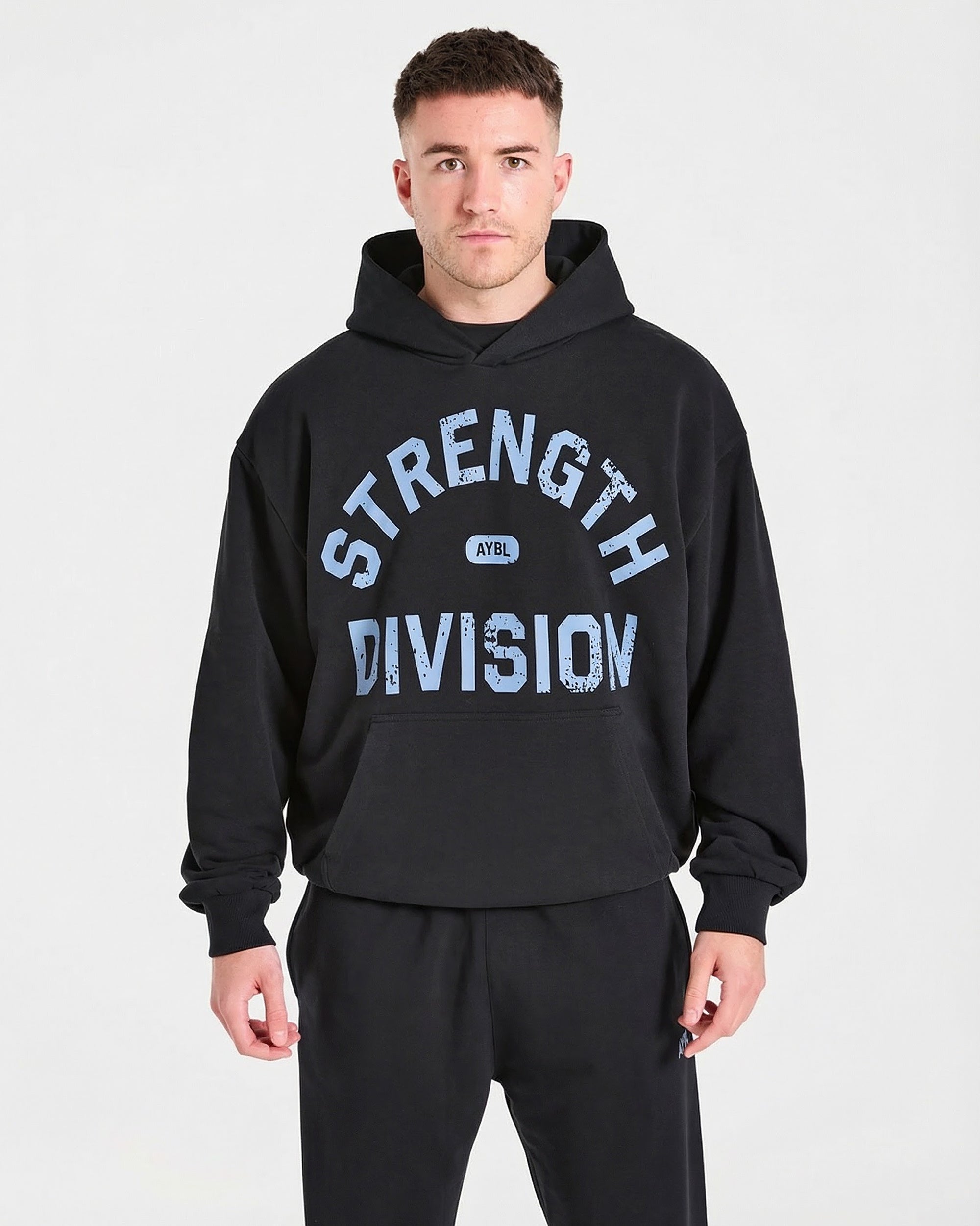 Strength Division Oversized Hoodie - Schwarz/Blau