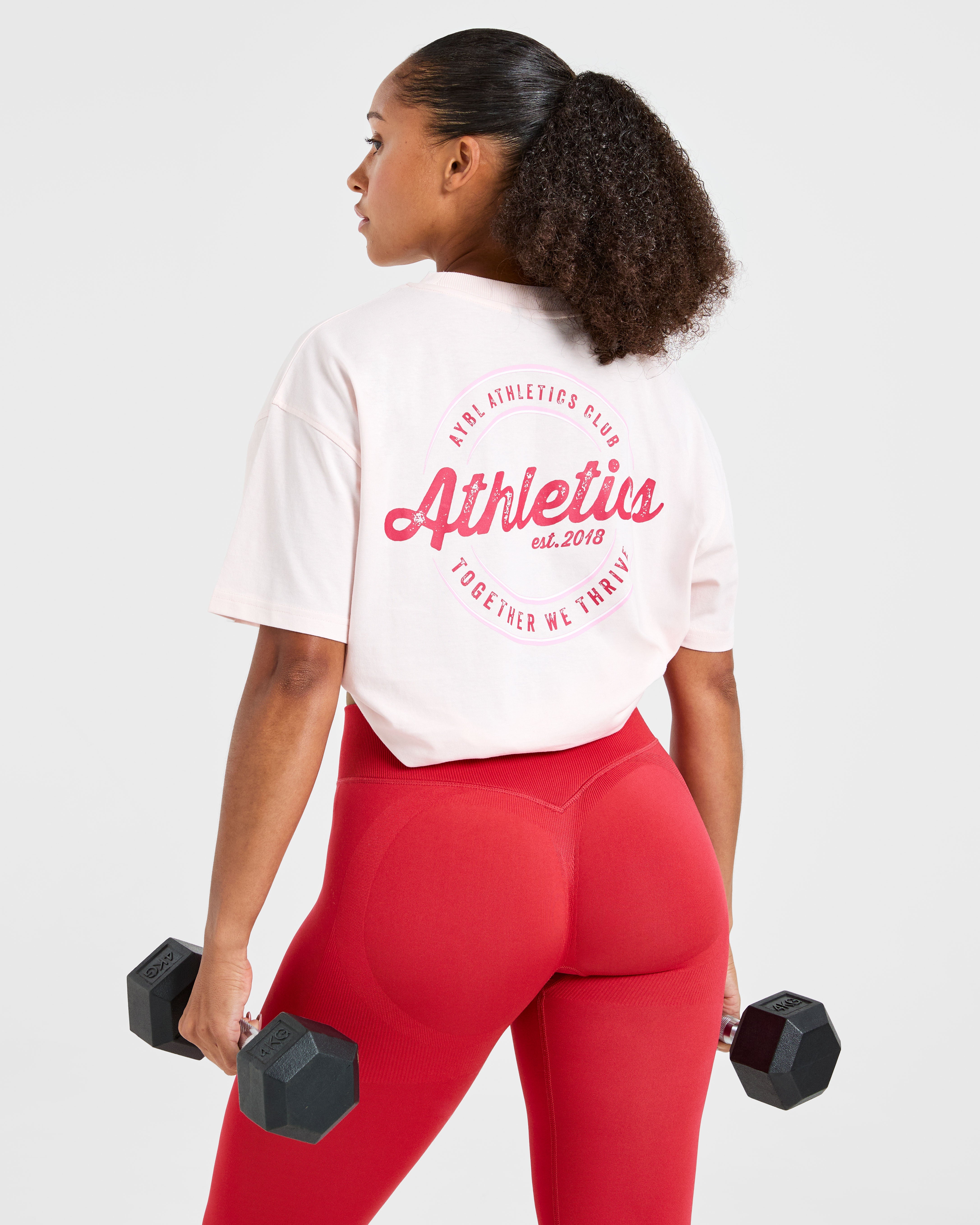 Retro Athletics Club Oversized T Shirt - Rosa