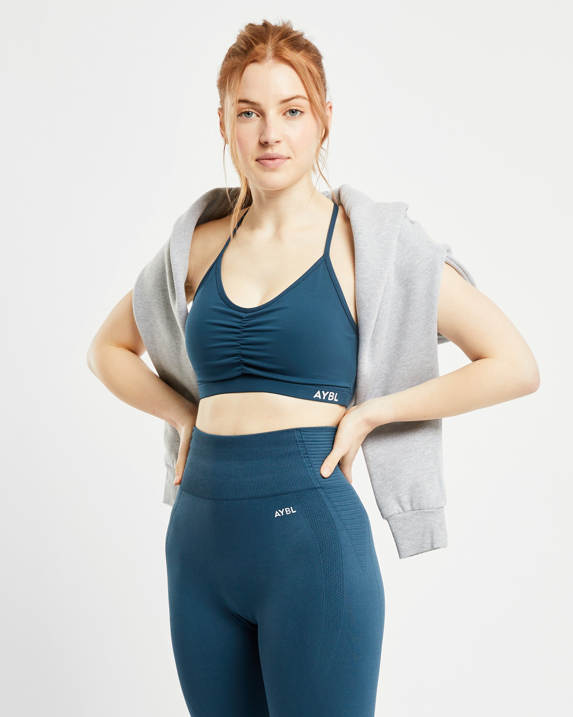 Essential Ruched Sports Bra - Marine Blau
