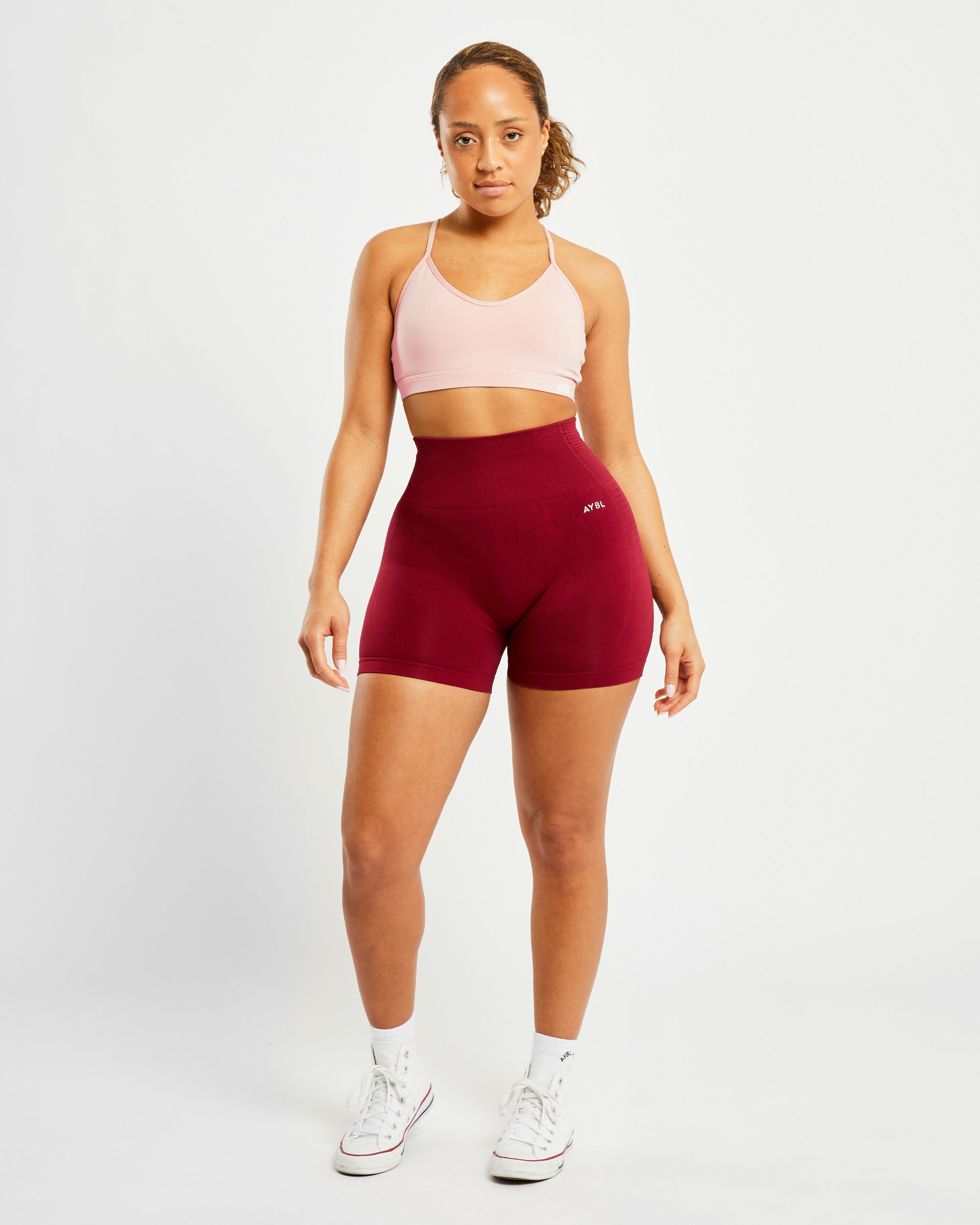 Essential V Neck Sports Bra - Dusty Rosa