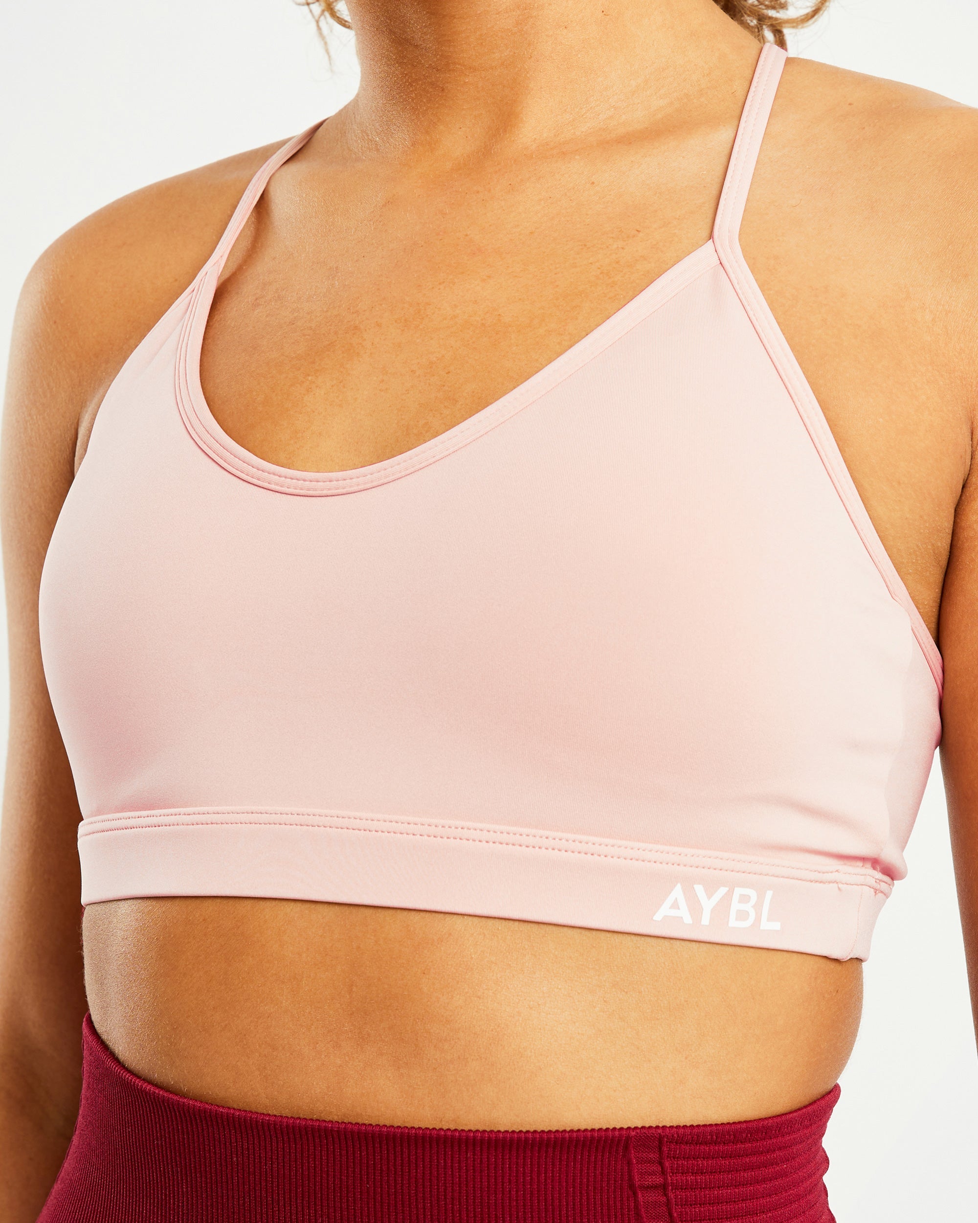 Essential V Neck Sports Bra - Dusty Rosa