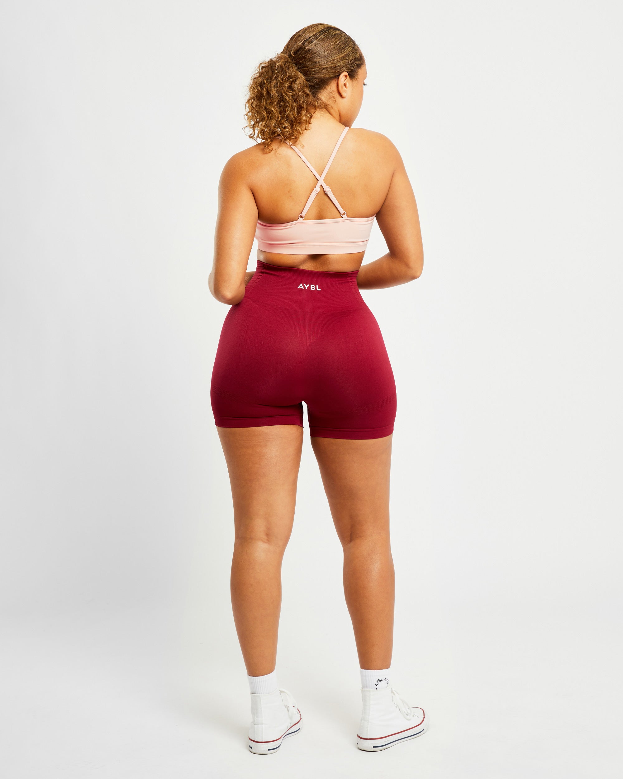 Essential V Neck Sports Bra - Dusty Rosa