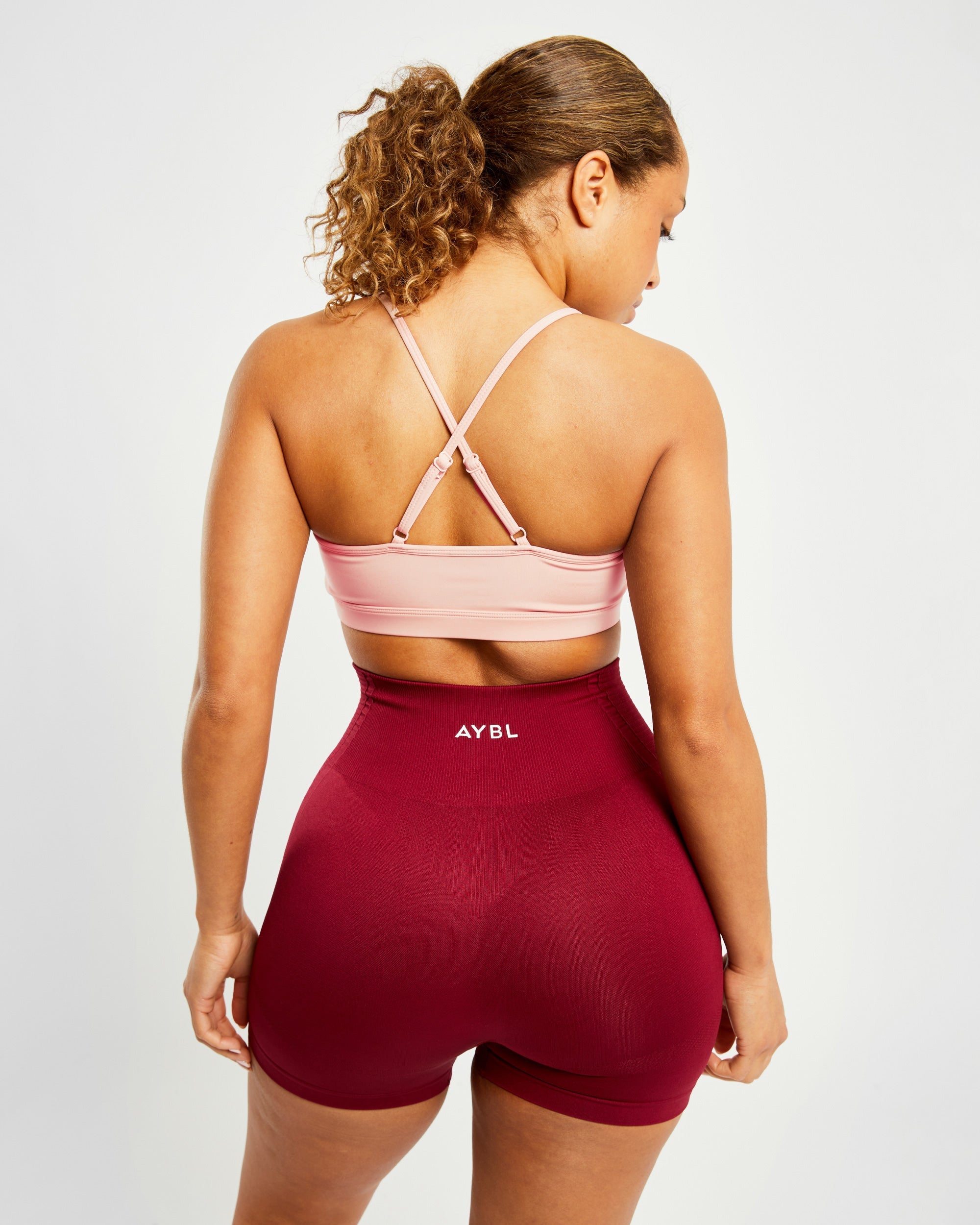 Essential V Neck Sports Bra - Dusty Rosa
