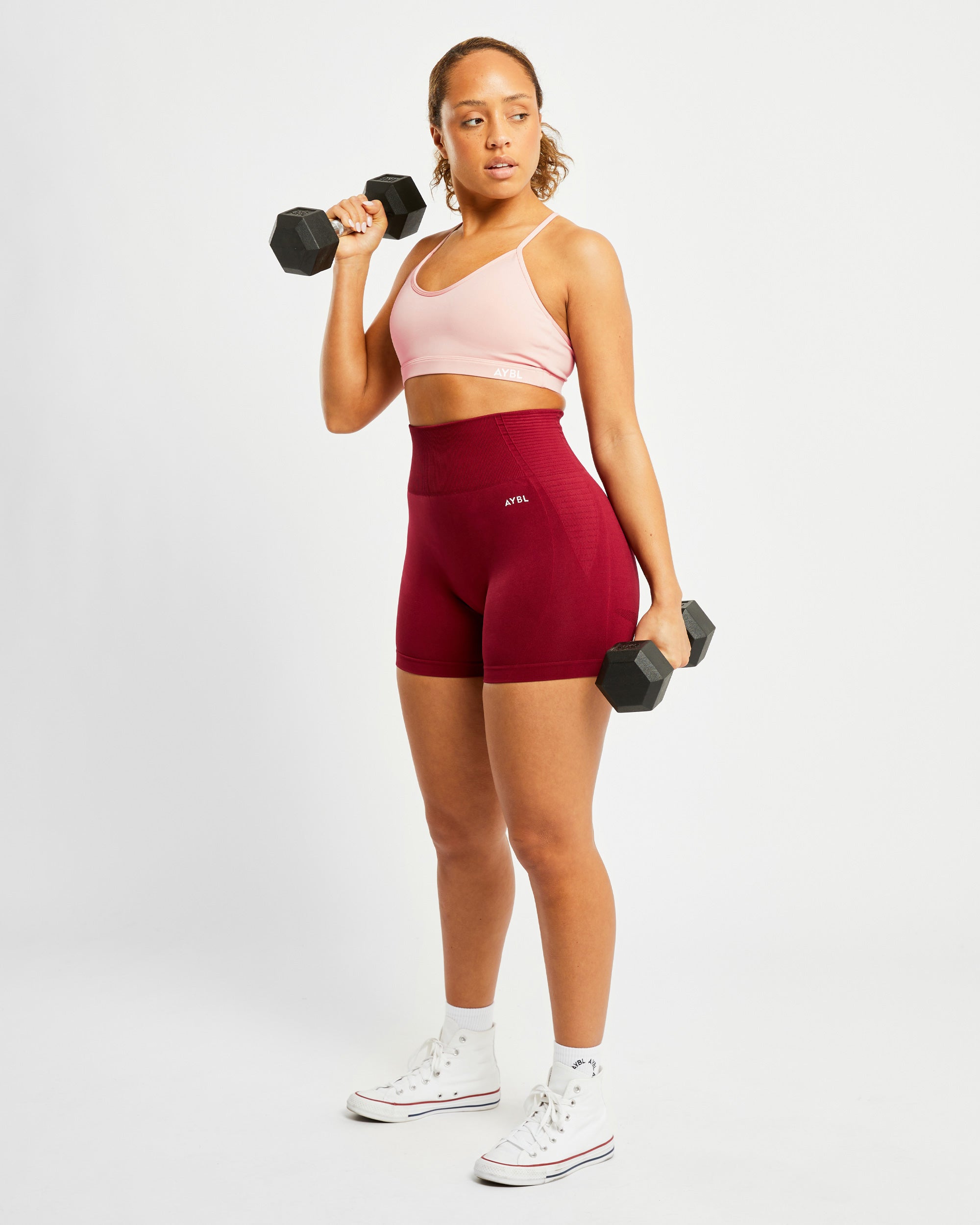 Essential V Neck Sports Bra - Dusty Rosa