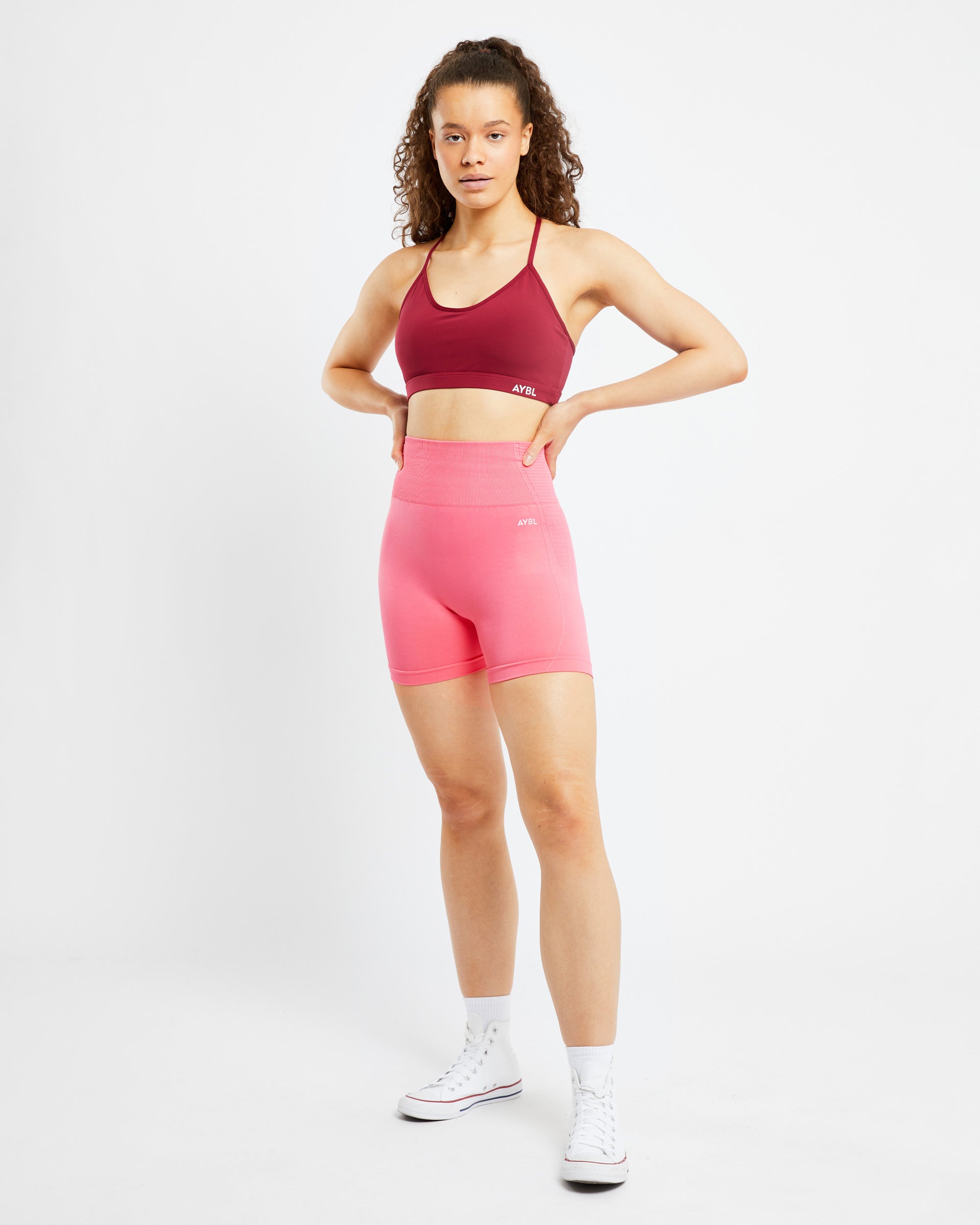 Essential V Neck Sports Bra - Rumba Rot