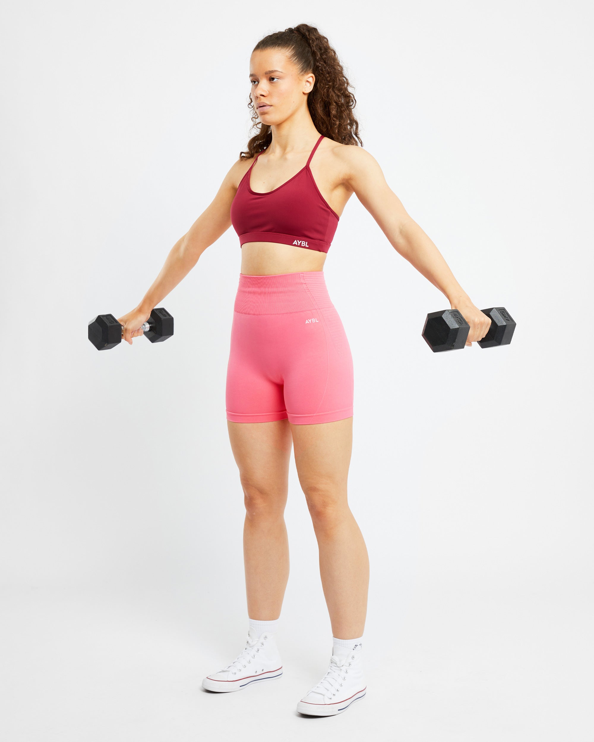 Essential V Neck Sports Bra - Rumba Rot