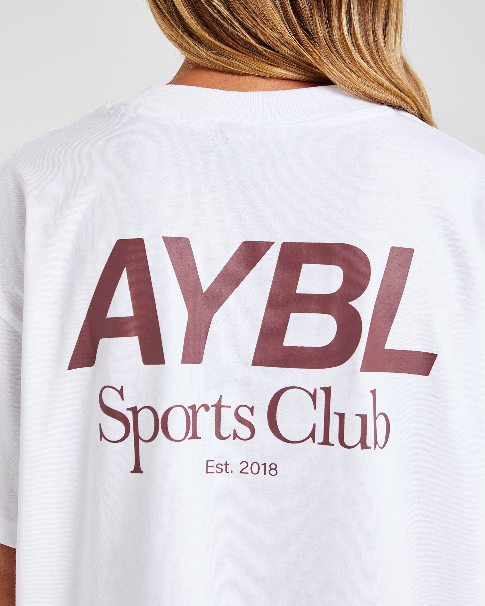 AYBL Sports Club Oversized T Shirt - Weiß/Bourgondi‘