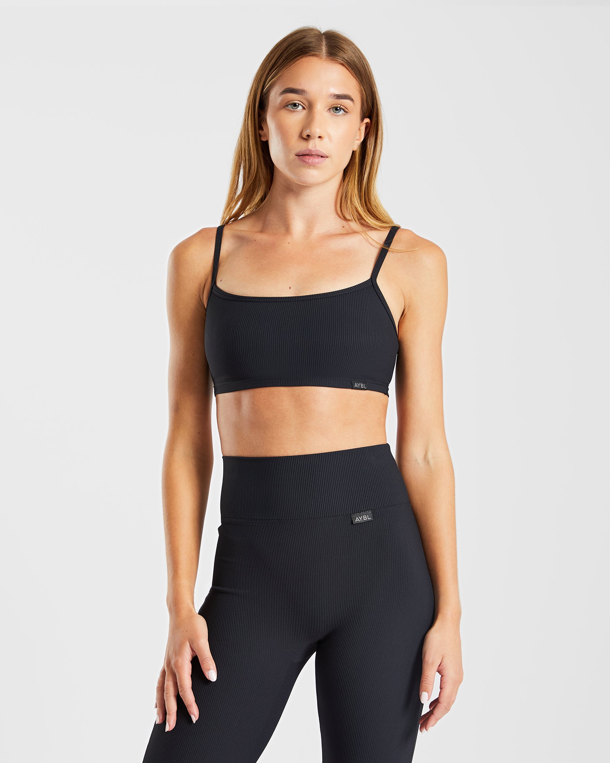 Sculpt Ribbed Bralet - Schwarz
