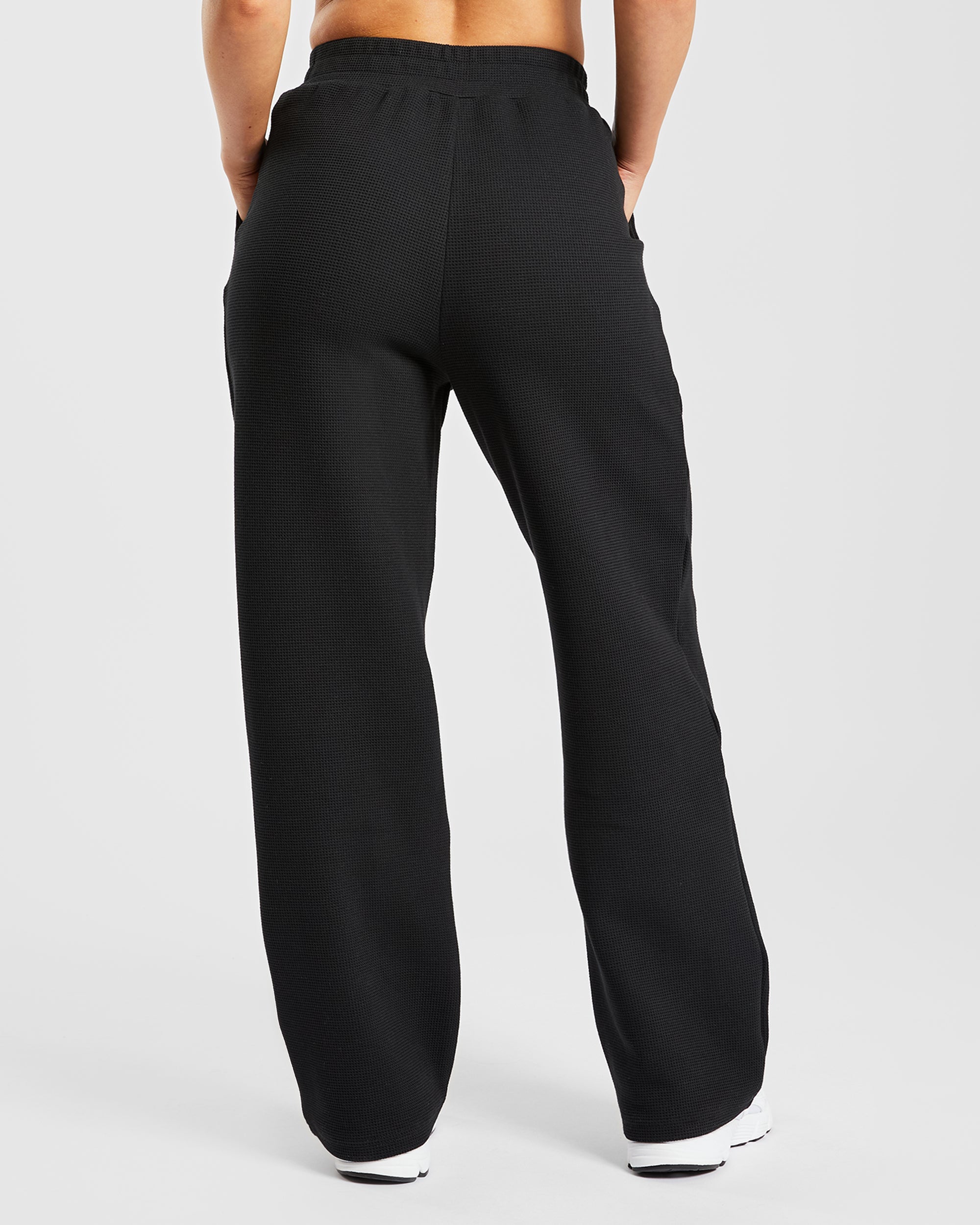 Waffle Straight Leg Joggers - Schwarz
