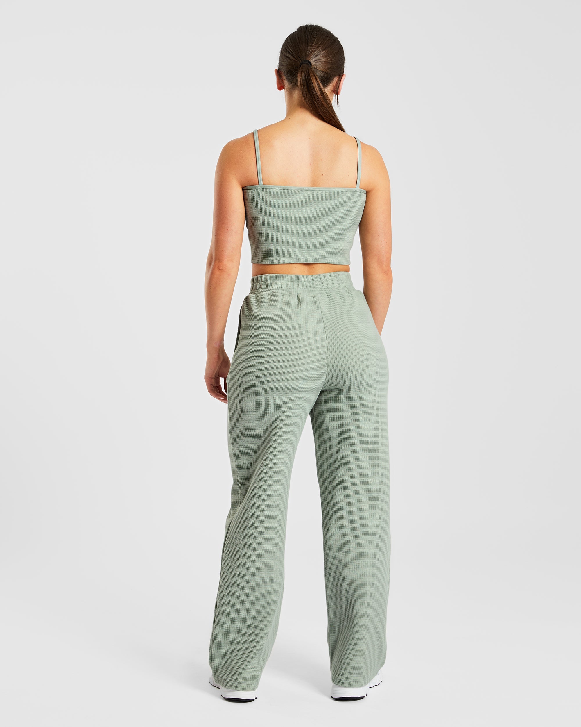 Waffle Crop Vest - Sage Grün