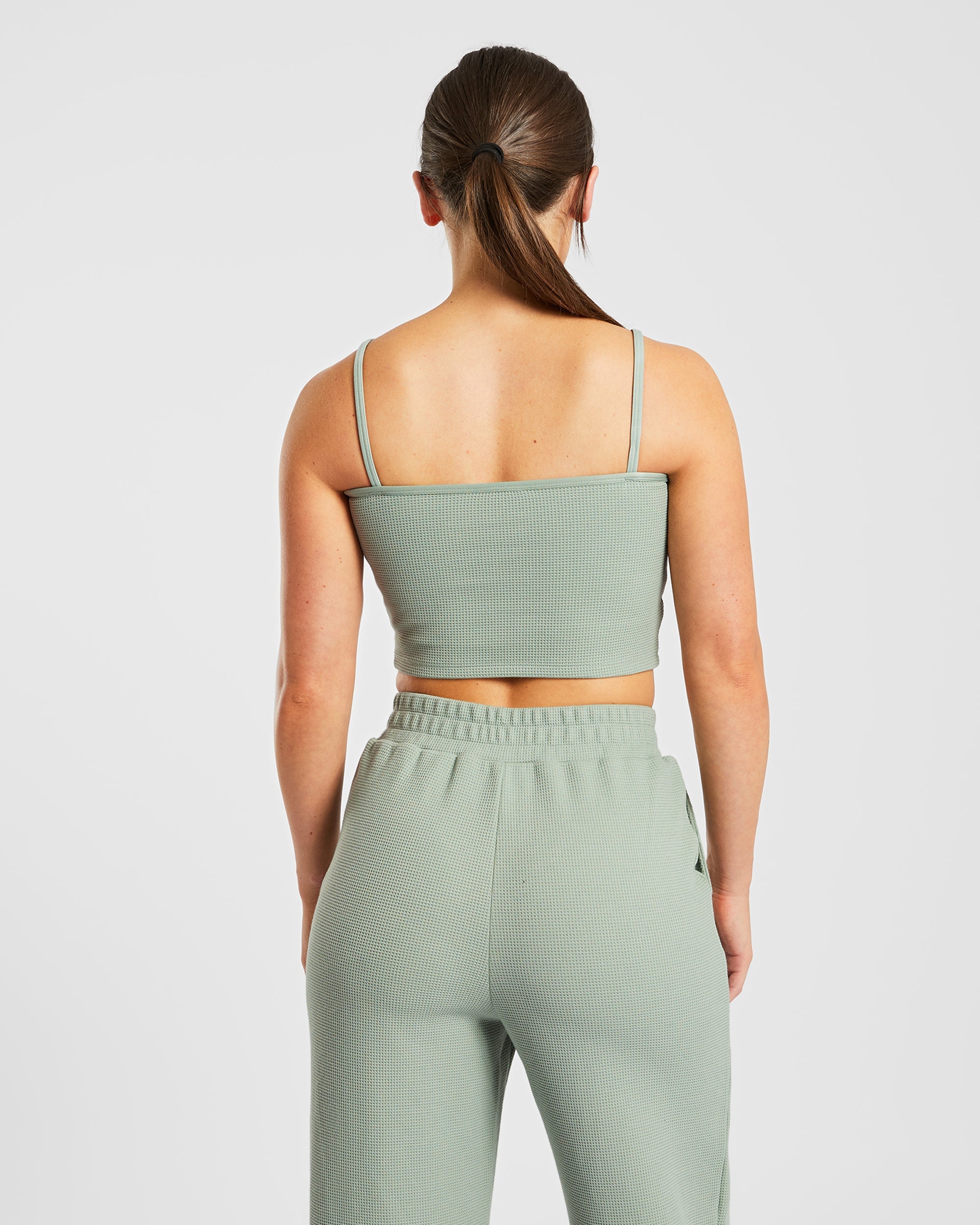 Waffle Crop Vest - Sage Grün