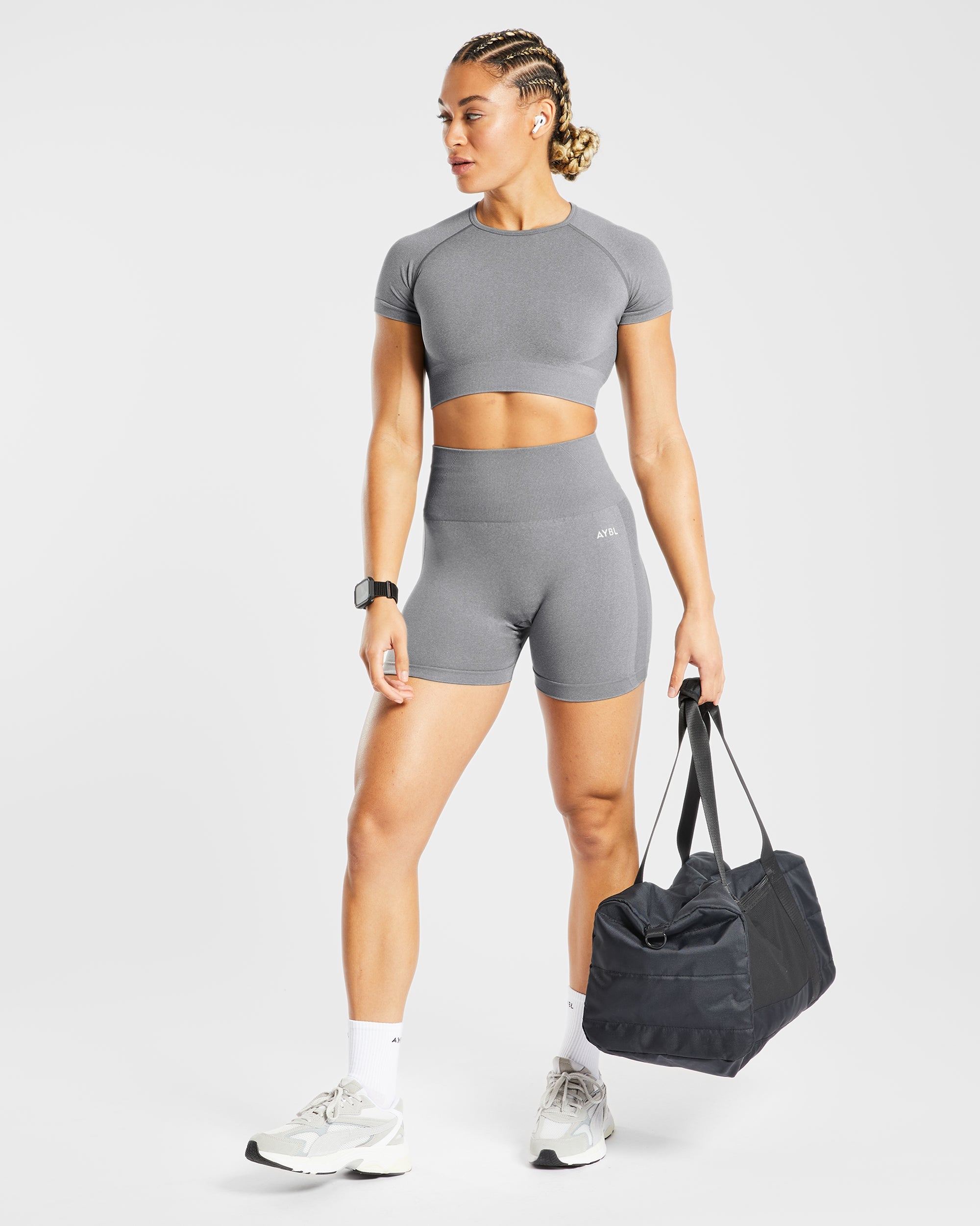 Empower Seamless Crop Top - Grau Marl