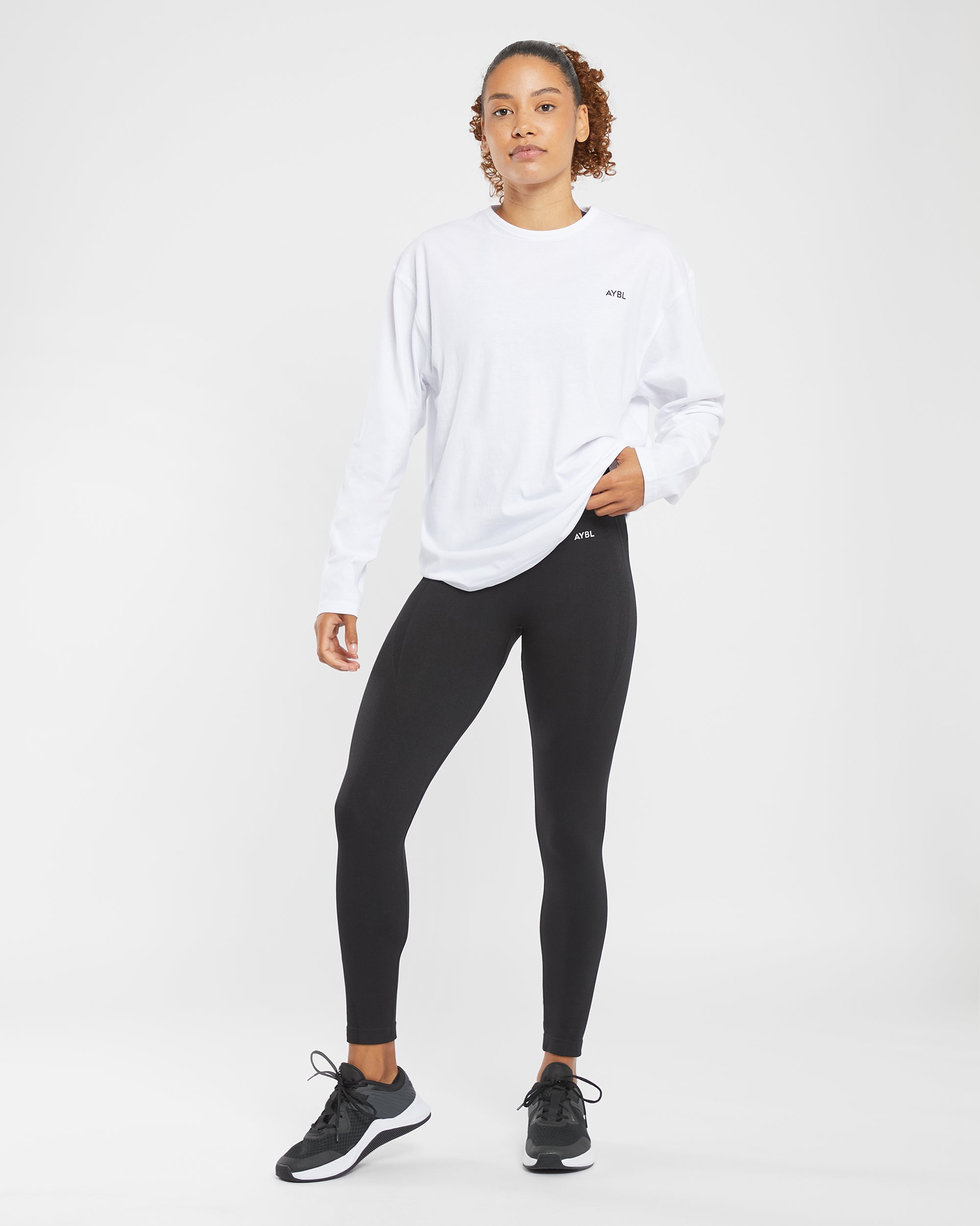 Essential Oversized Long Sleeve T Shirt - Weiß