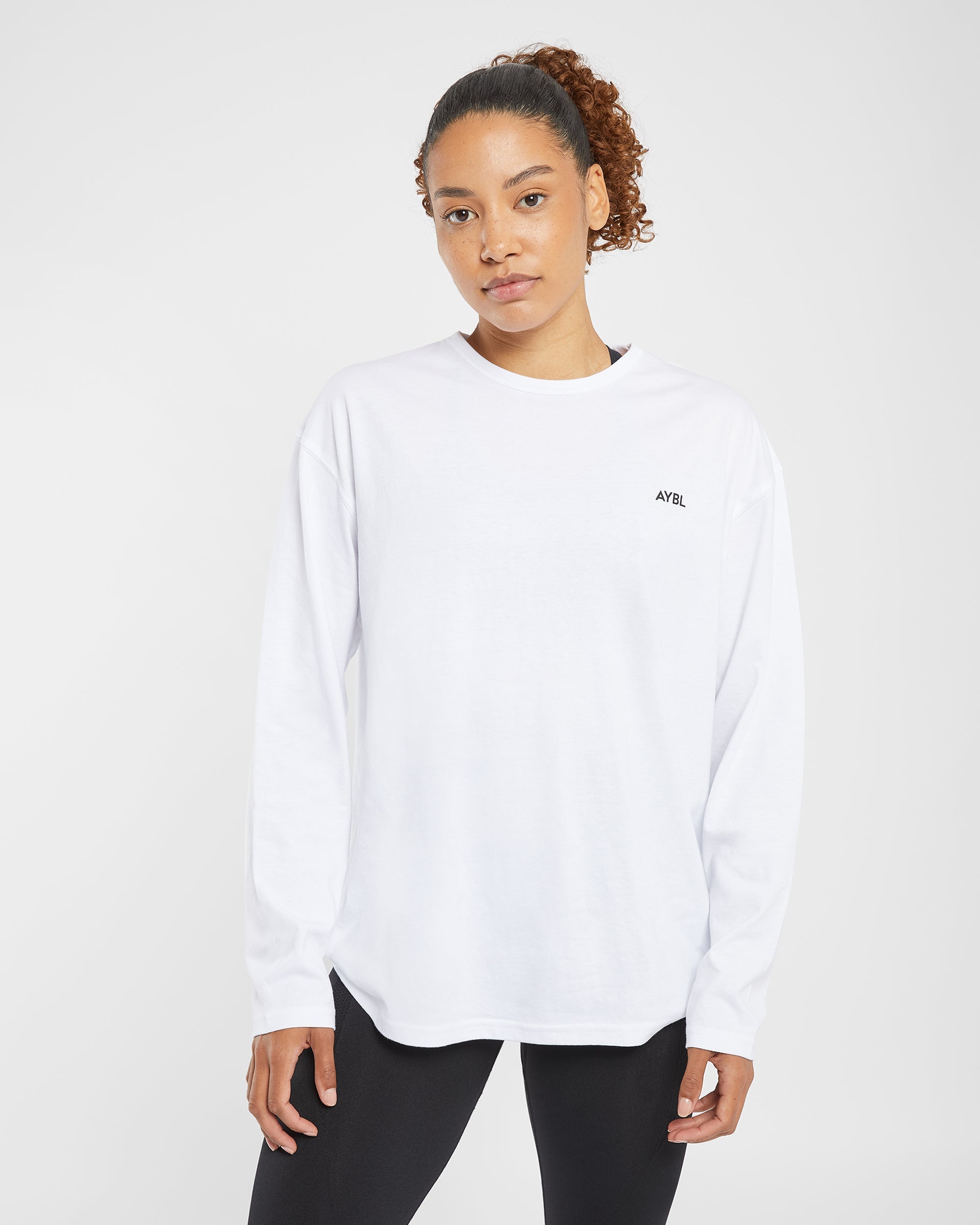 Essential Oversized Long Sleeve T Shirt - Weiß