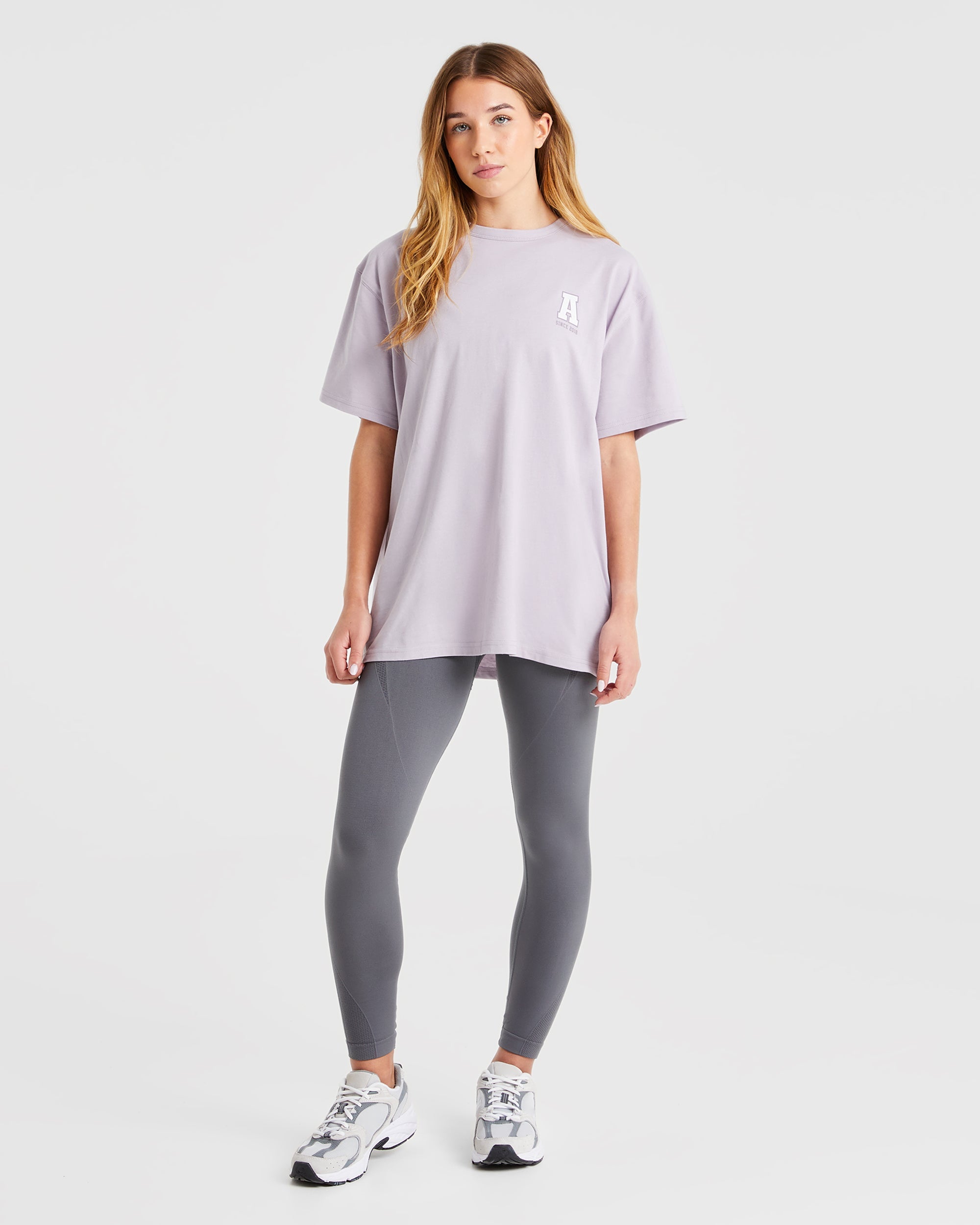 Varsity Statement Oversized T Shirt - Lila