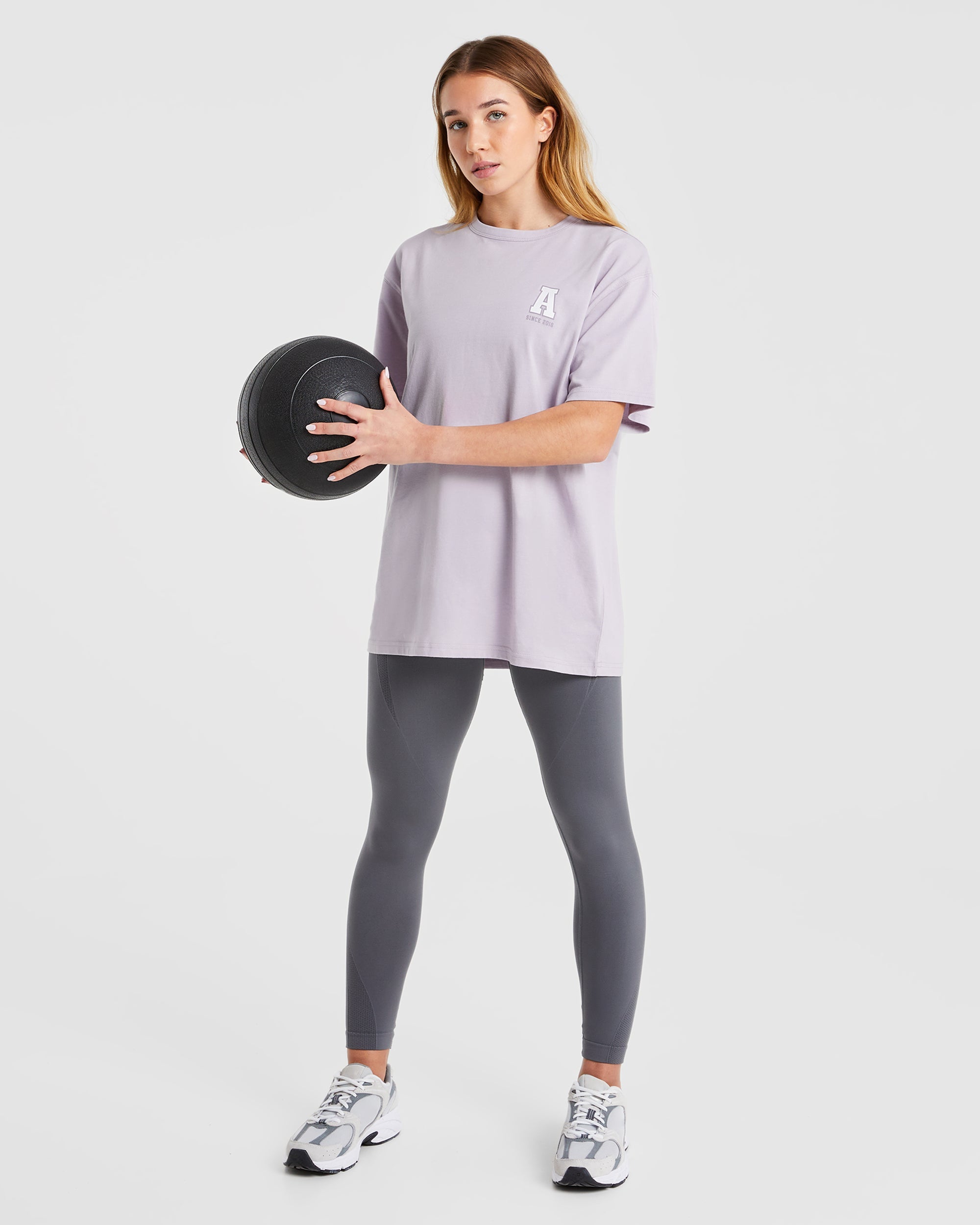 Varsity Statement Oversized T Shirt - Lila