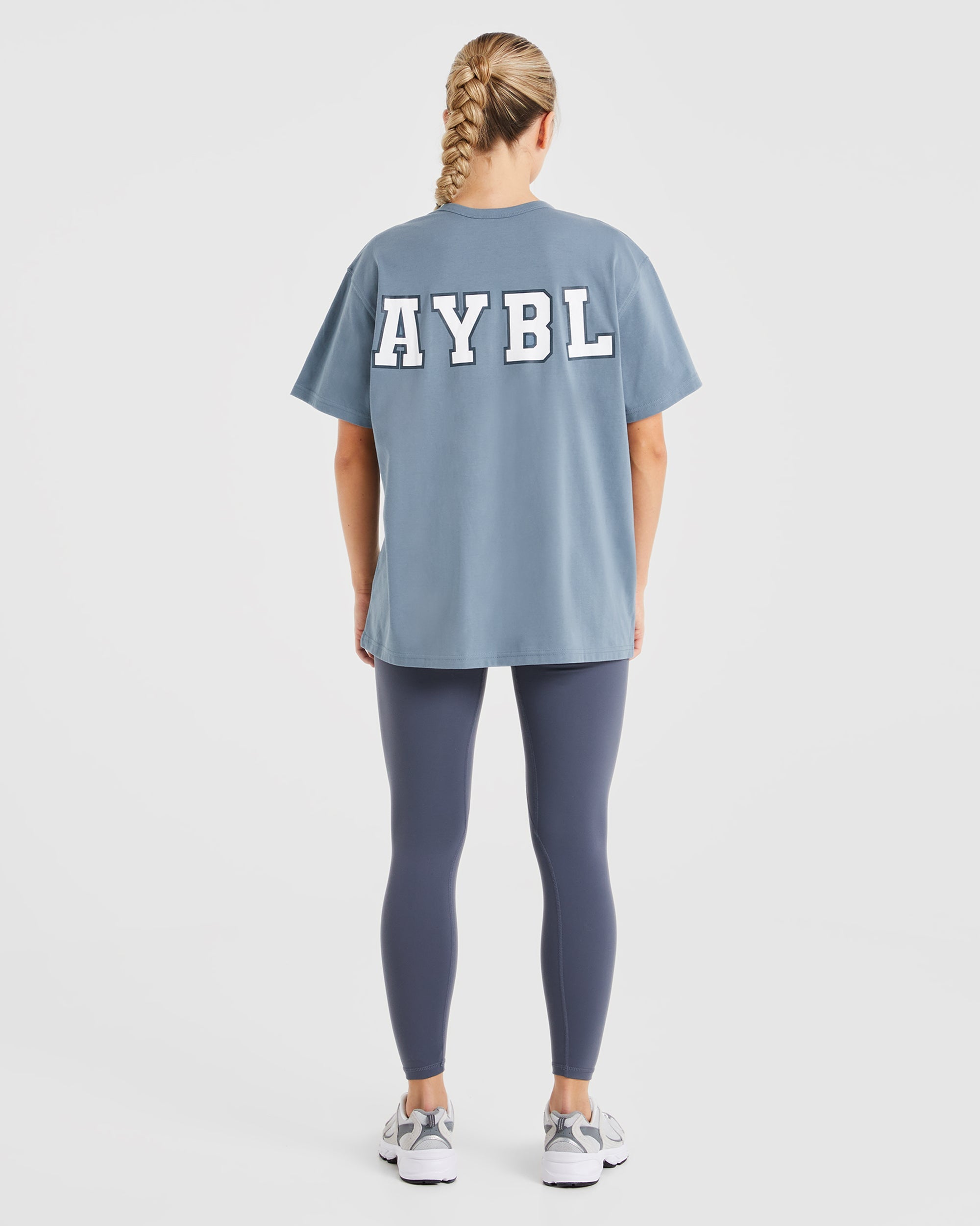 Varsity Statement Oversized T Shirt - Slate Blau