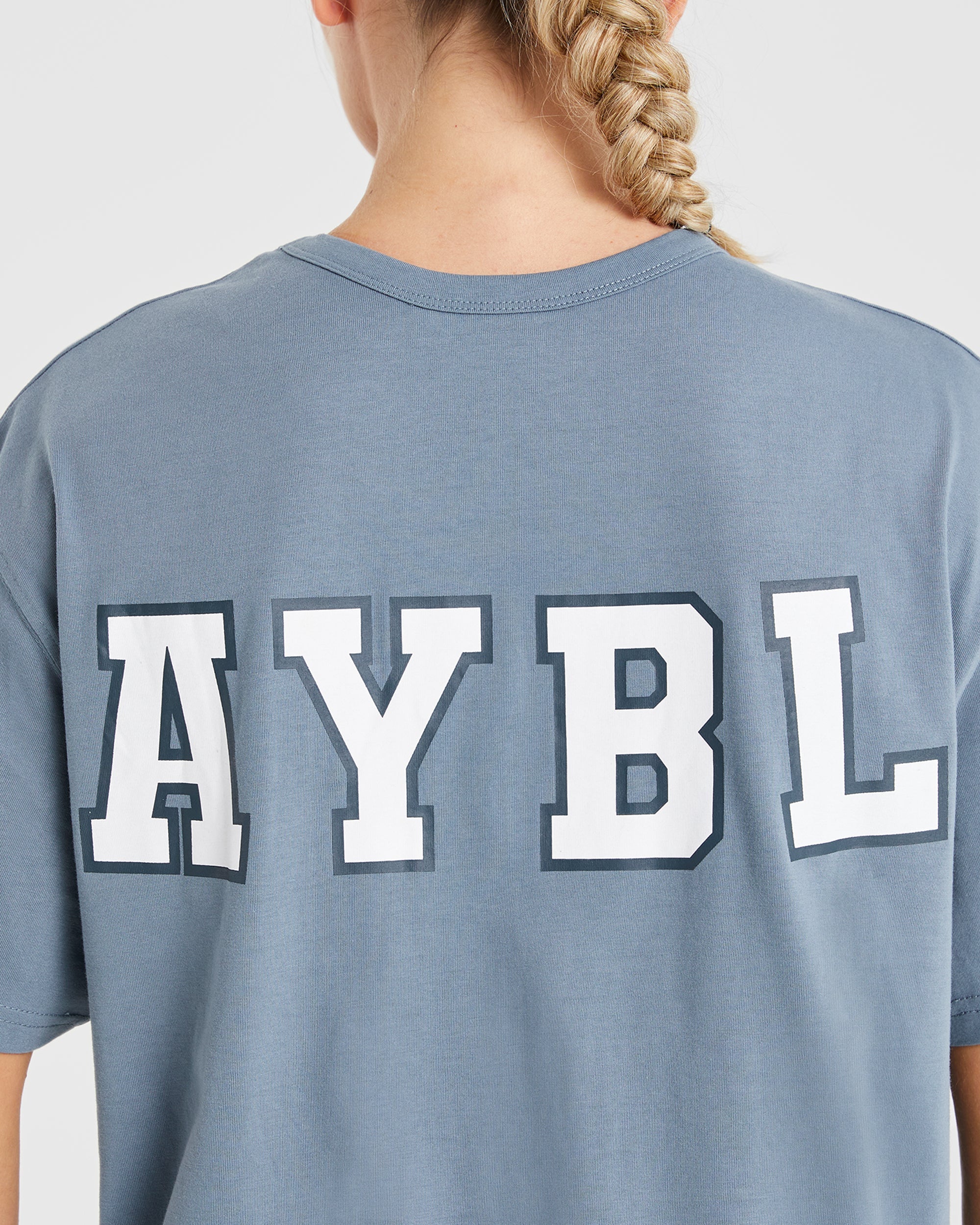 Varsity Statement Oversized T Shirt - Slate Blau