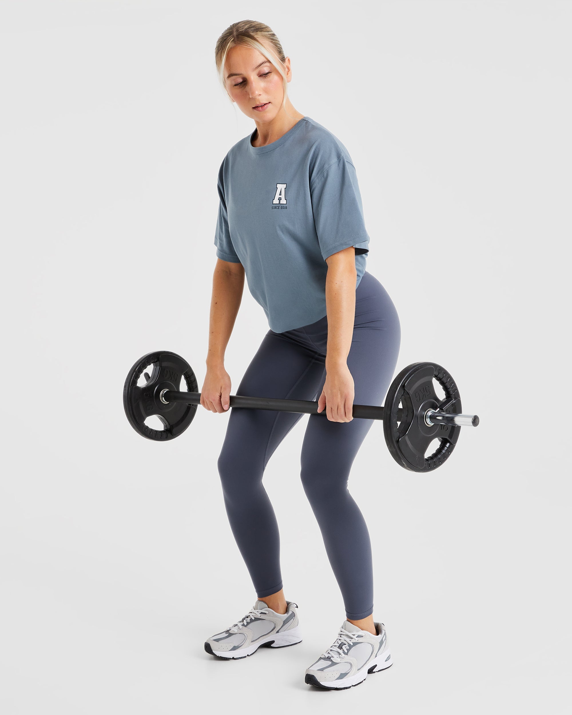 Varsity Statement Oversized T Shirt - Slate Blau