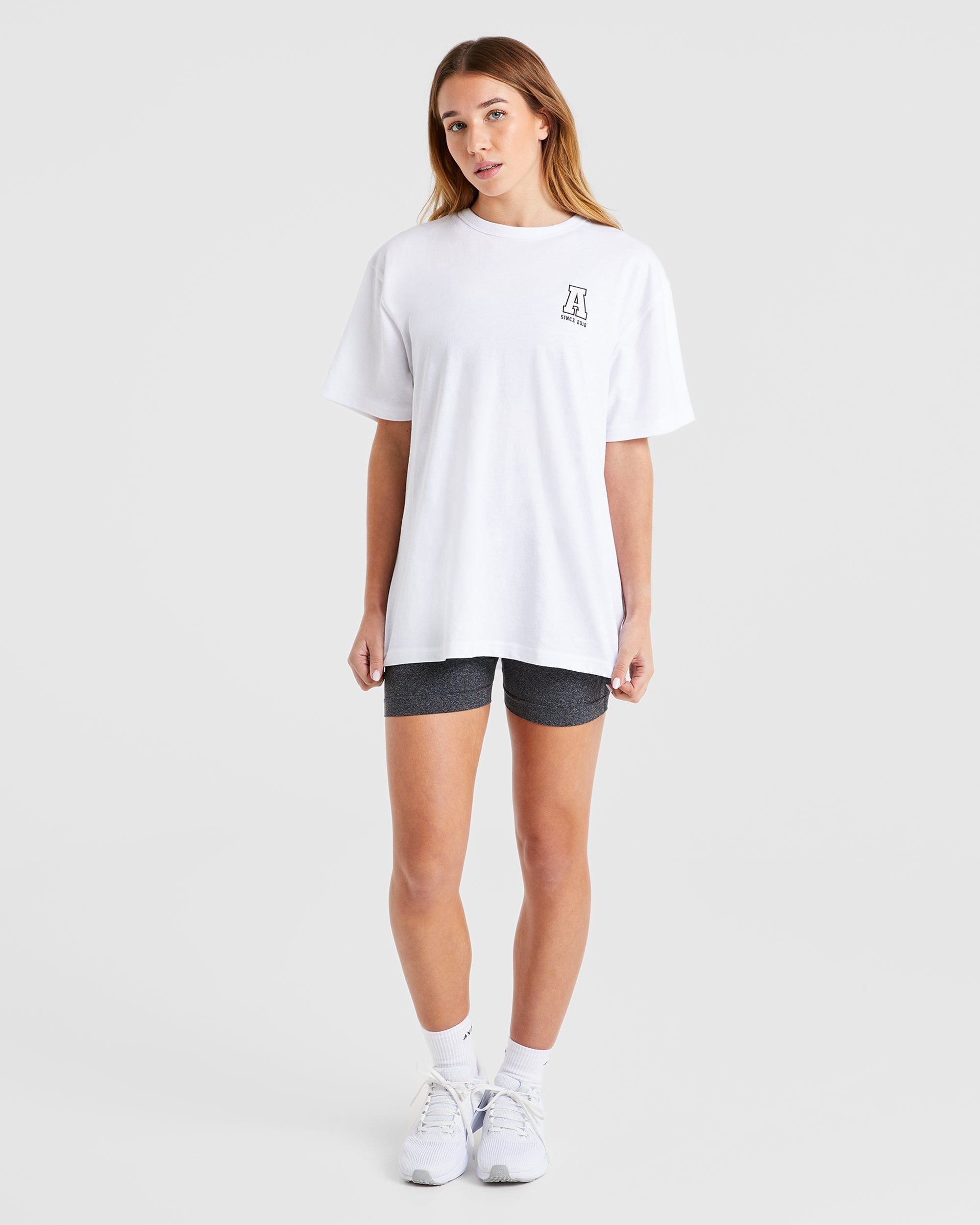 Varsity Statement Oversized T Shirt - Weiß