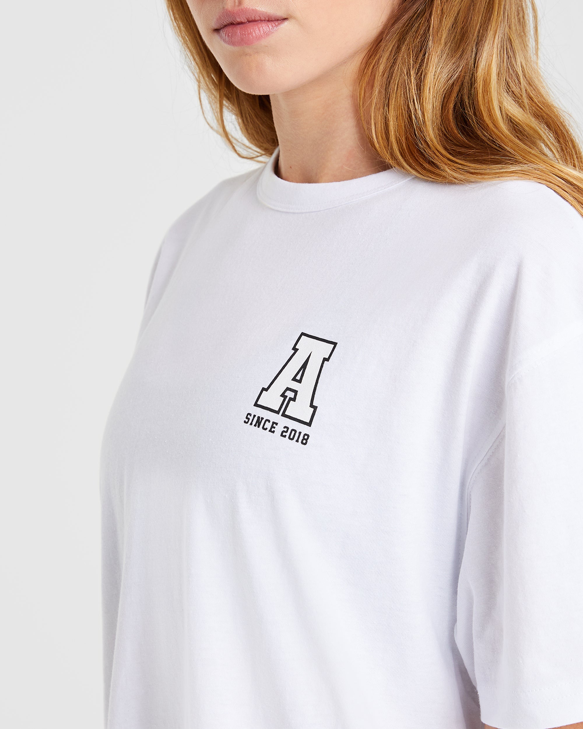Varsity Statement Oversized T Shirt - Weiß