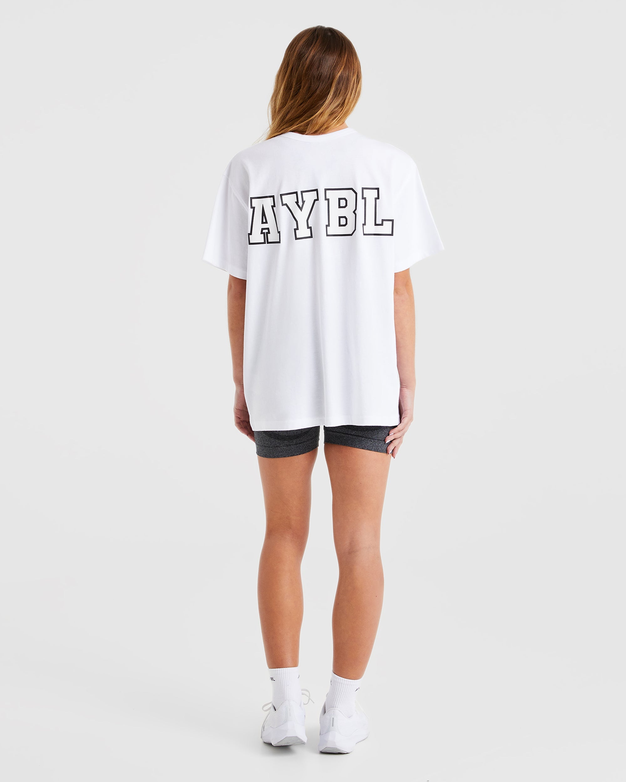 Varsity Statement Oversized T Shirt - Weiß