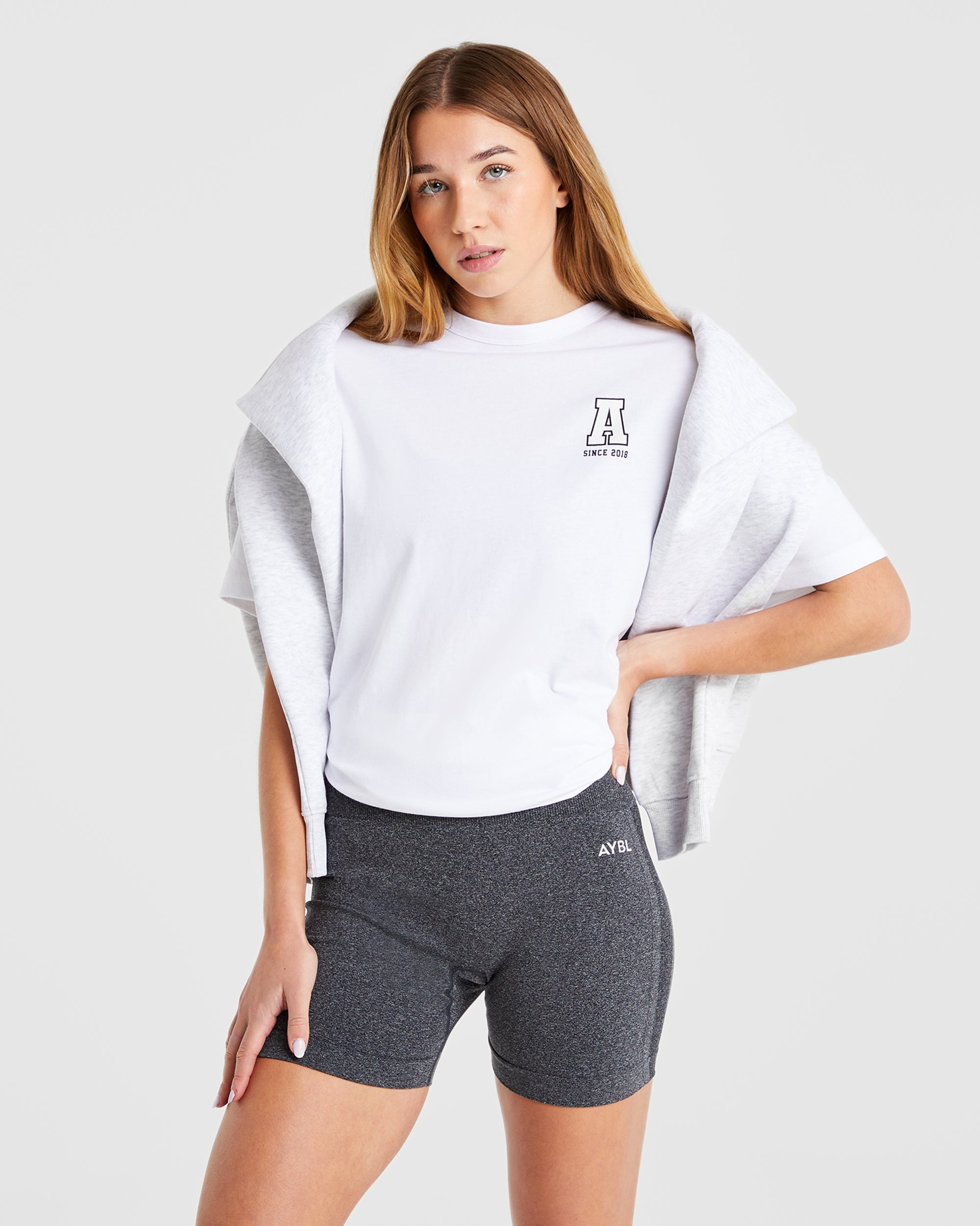 Varsity Statement Oversized T Shirt - Weiß