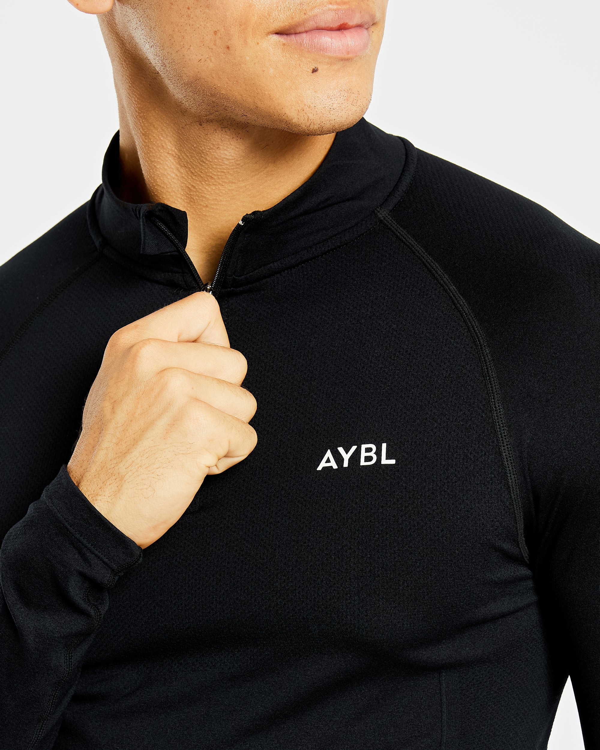 Essential Seamless 1/4 Zip Pullover - Schwarz