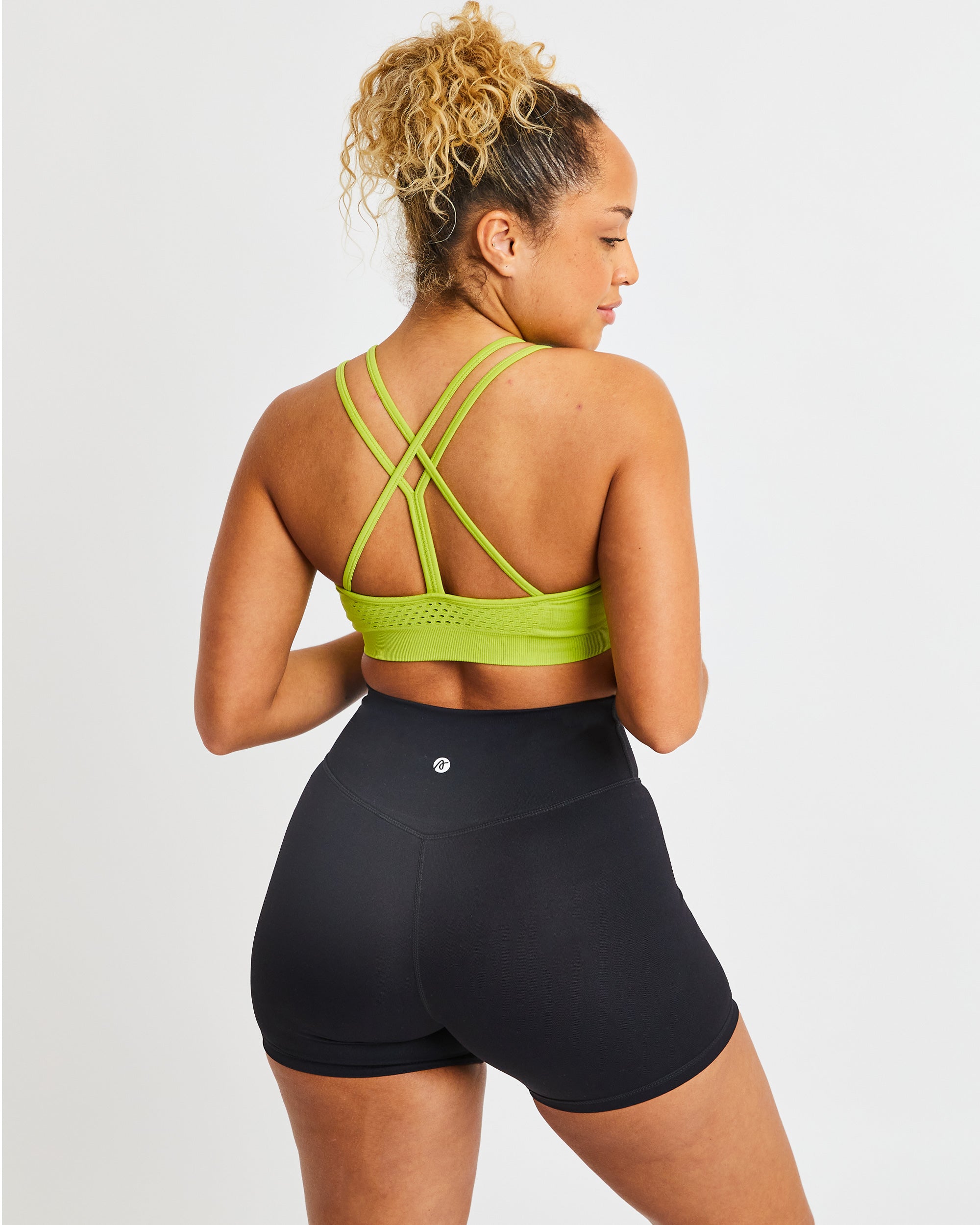 Essential Seamless Strappy Sports Bra - Lime Grün