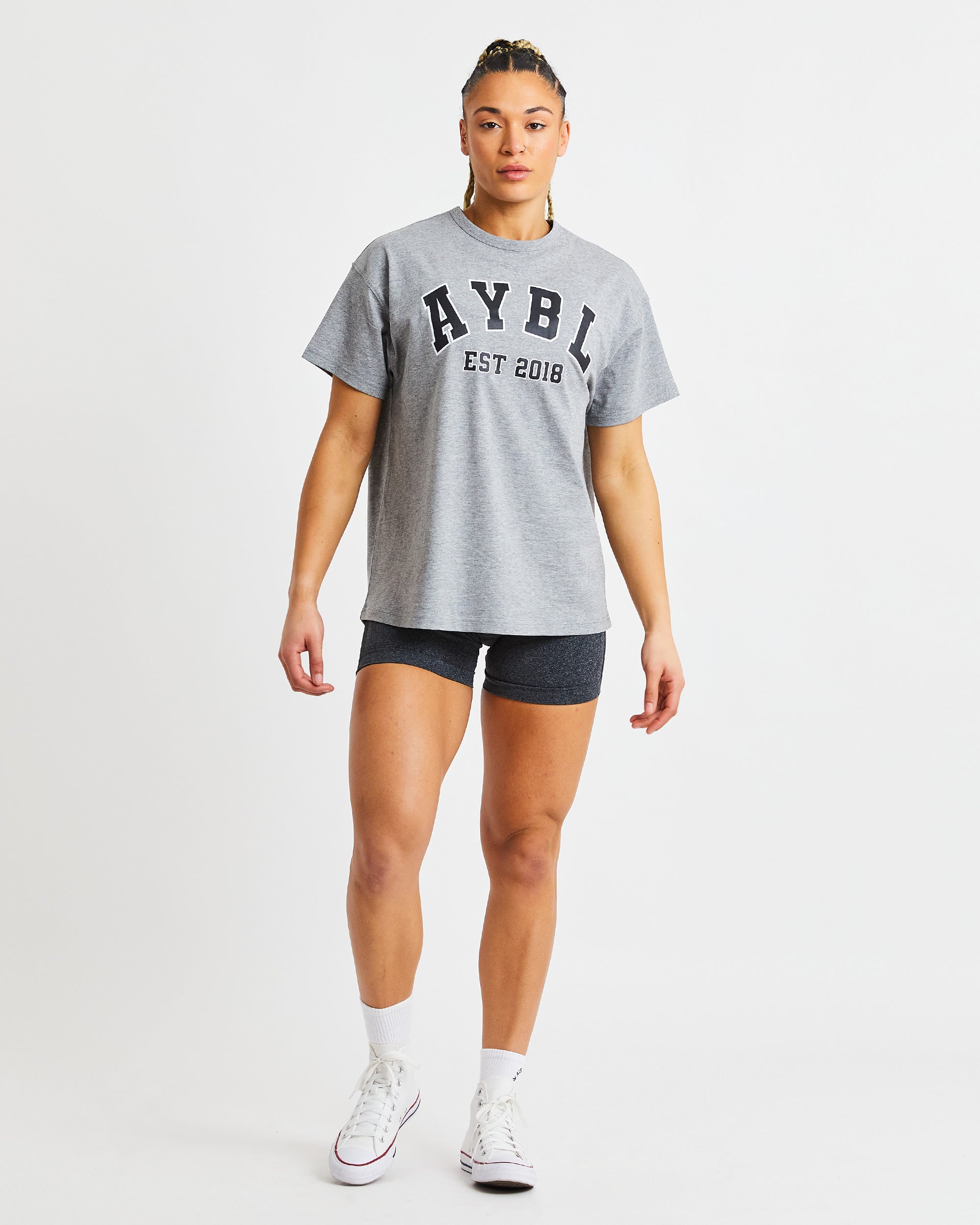 Varsity Oversized T Shirt - Heather Grau