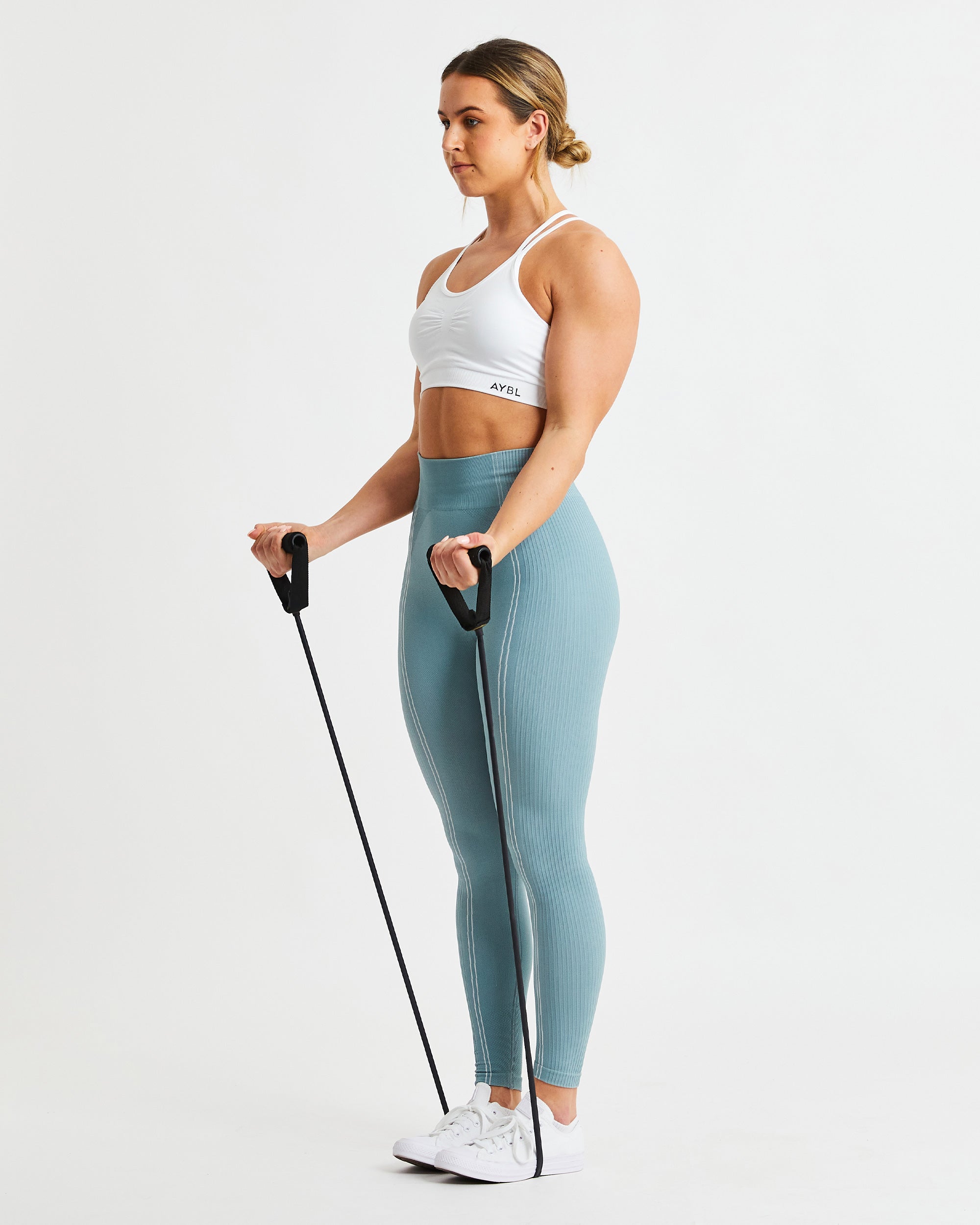 Essential Seamless Ruched Sports Bra - Weiß