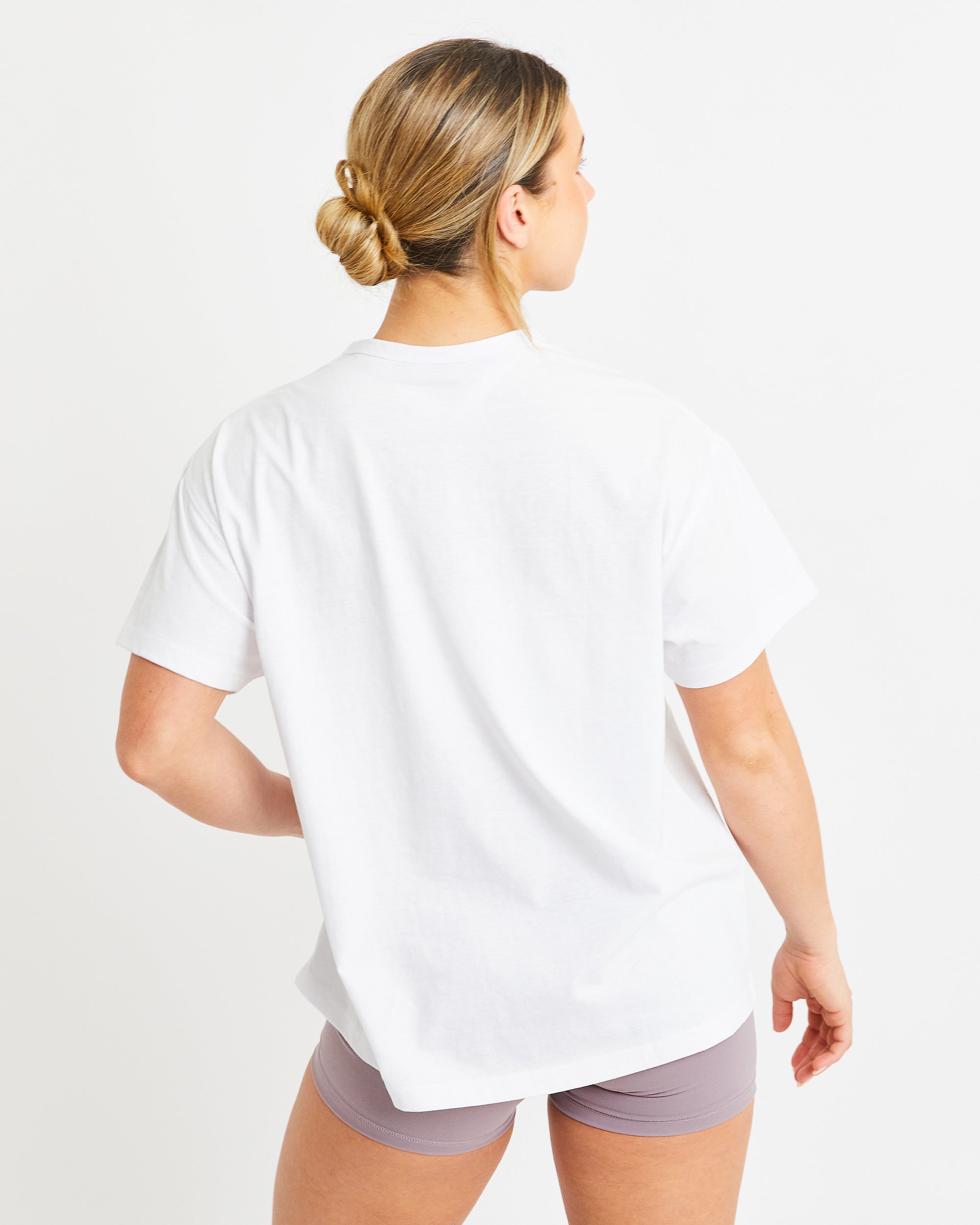 Varsity Oversized T Shirt - Weiß/Lila