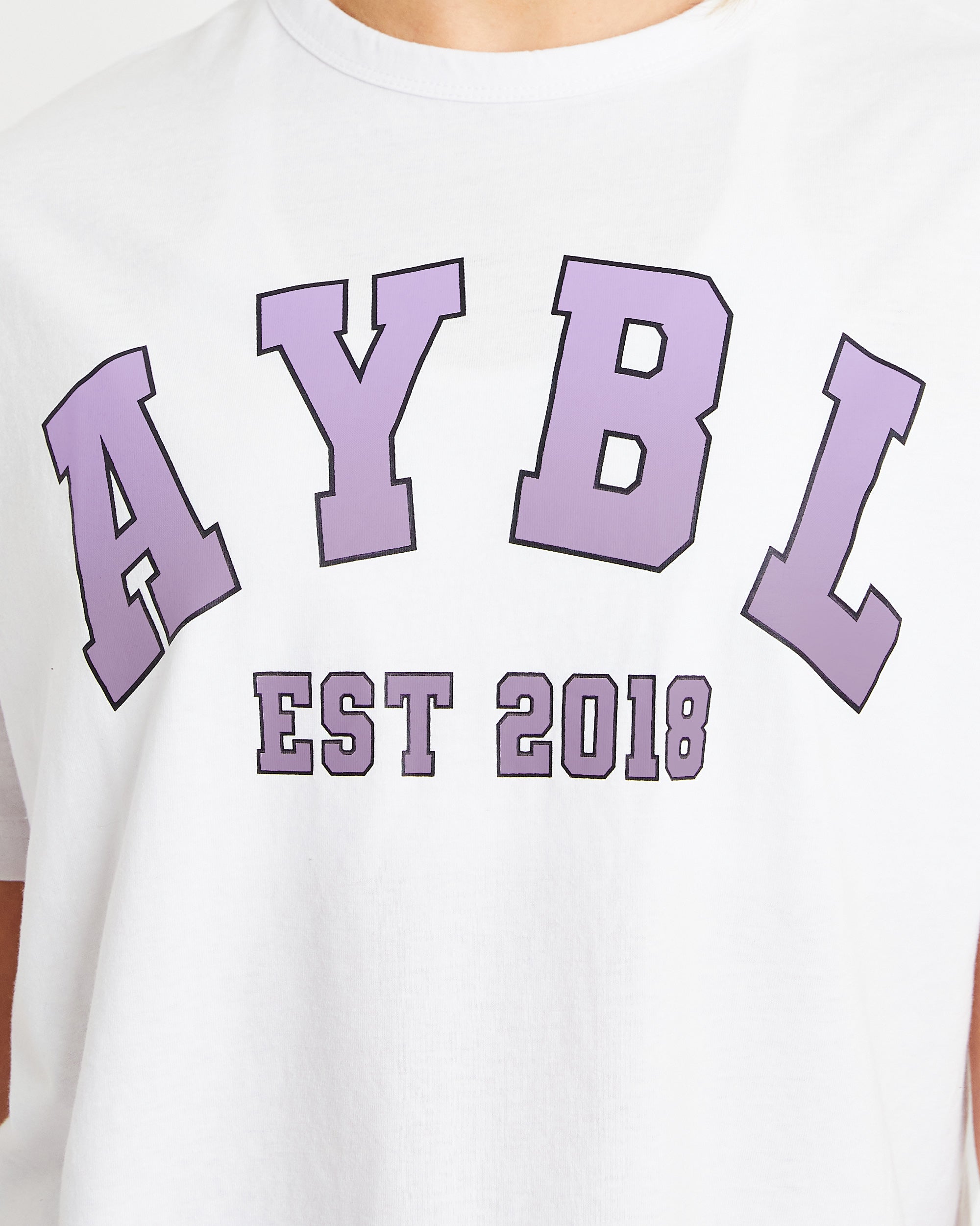 Varsity Oversized T Shirt - Weiß/Lila