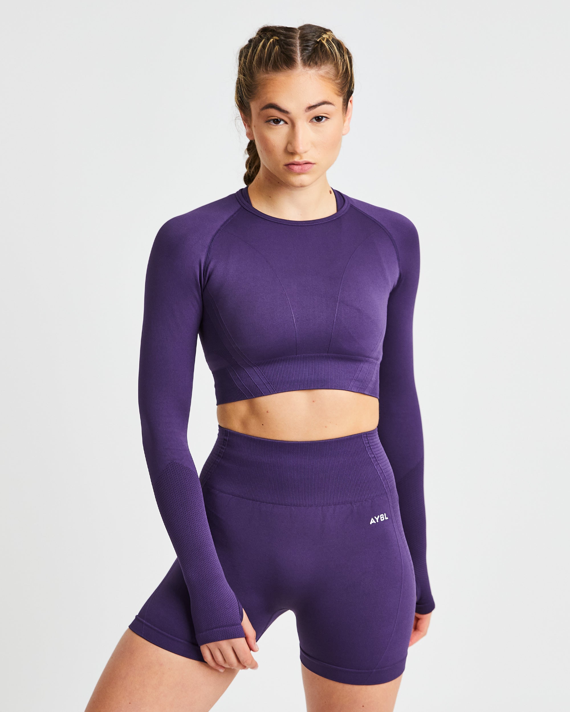 Balance V2 Seamless Long Sleeve Crop Top - Mulberry Lila