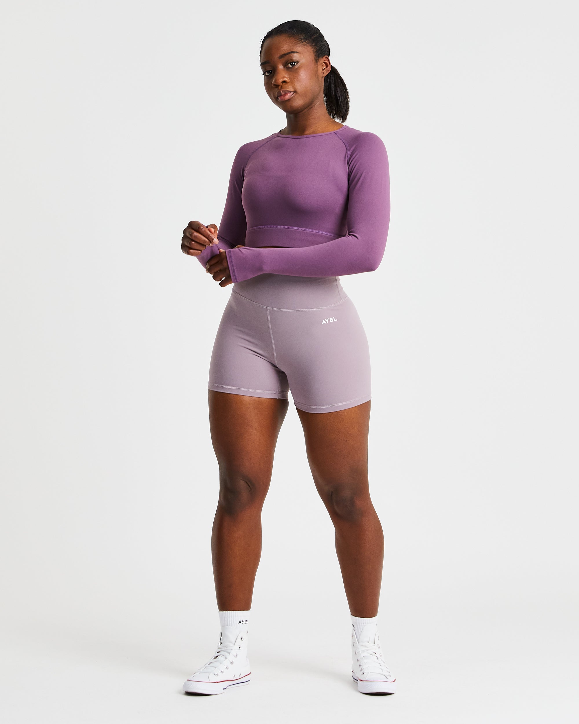 Core Long Sleeve Crop Top - Lila