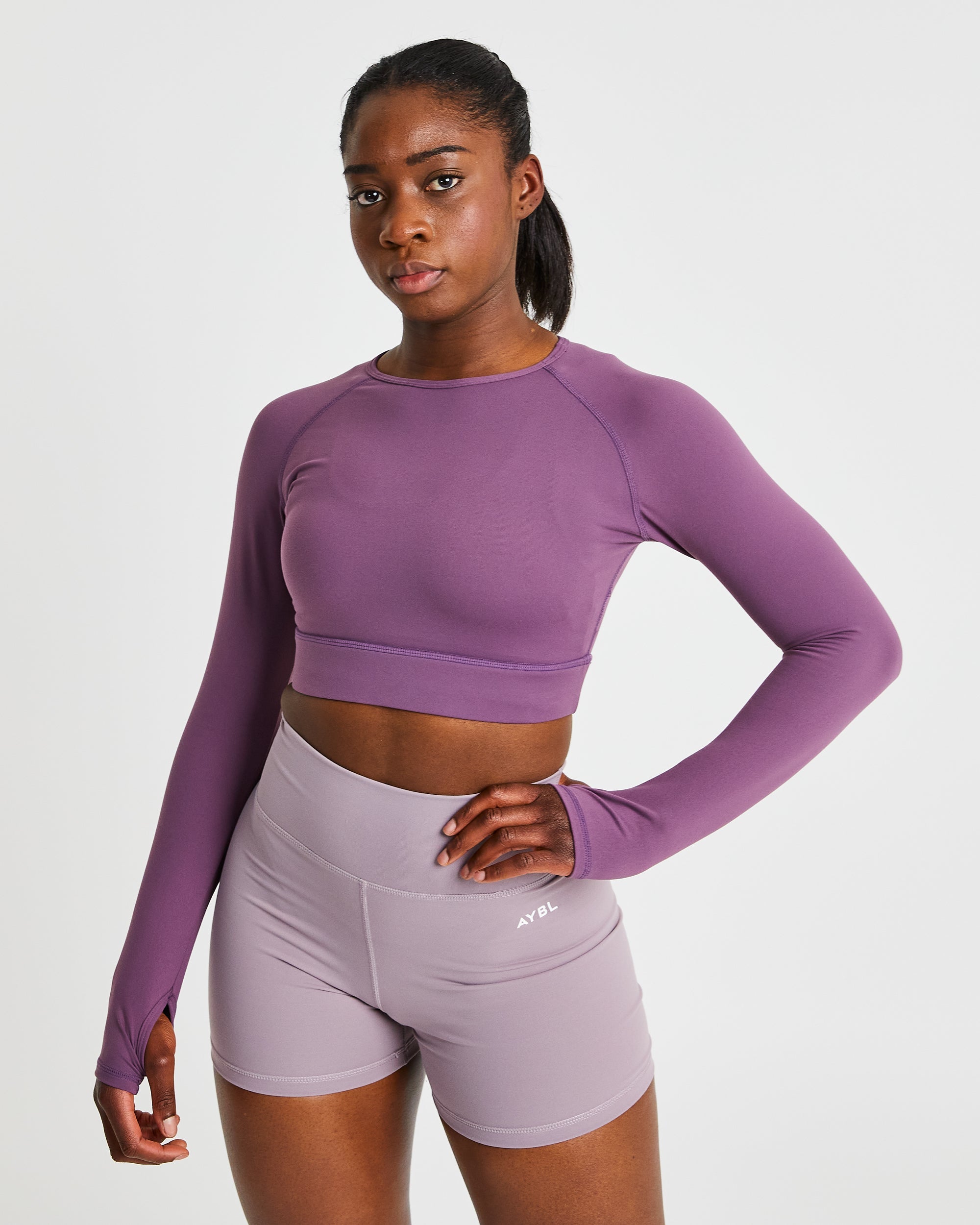 Core Long Sleeve Crop Top - Lila