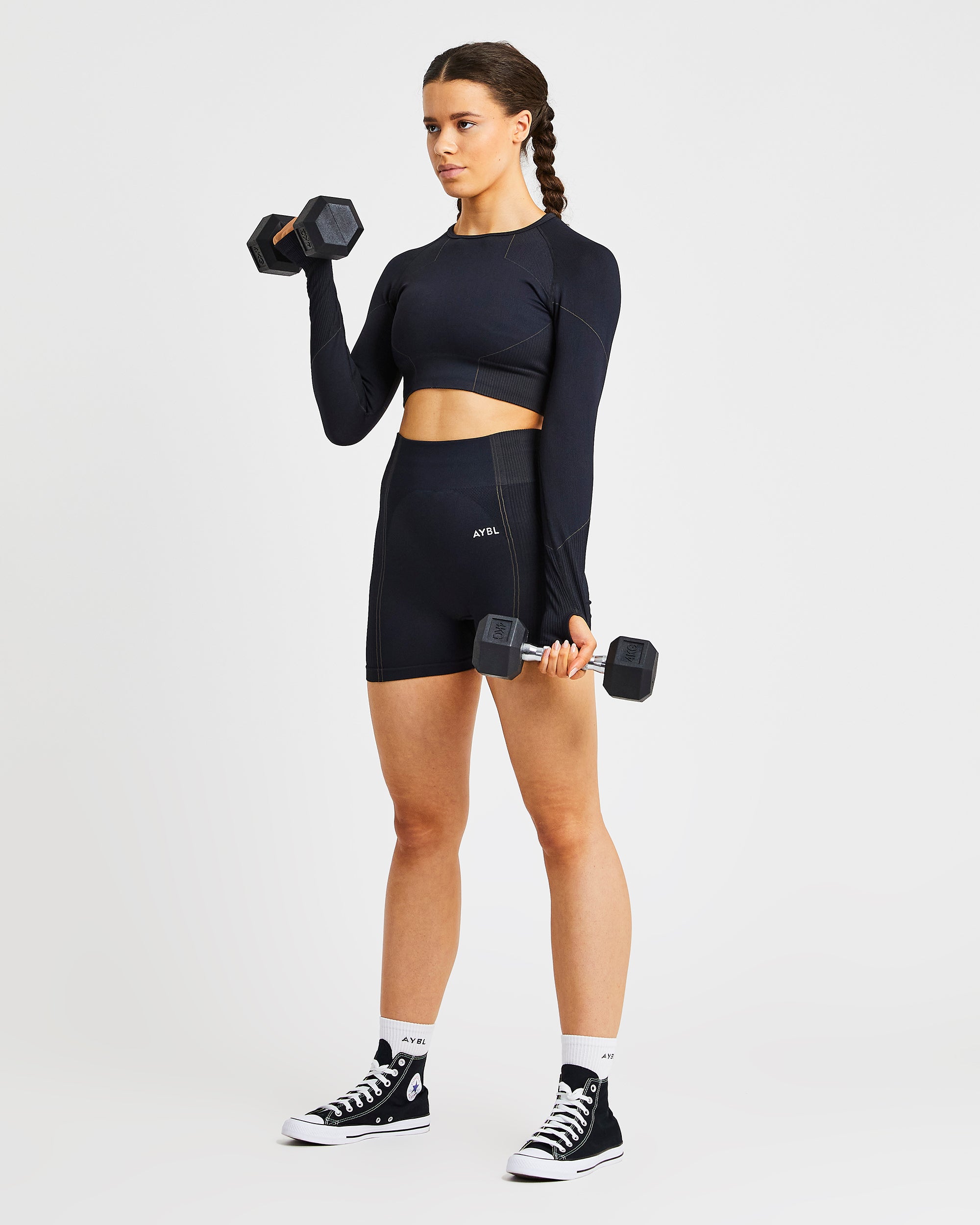 Reflex Seamless Long Sleeve Crop Top - Schwarz