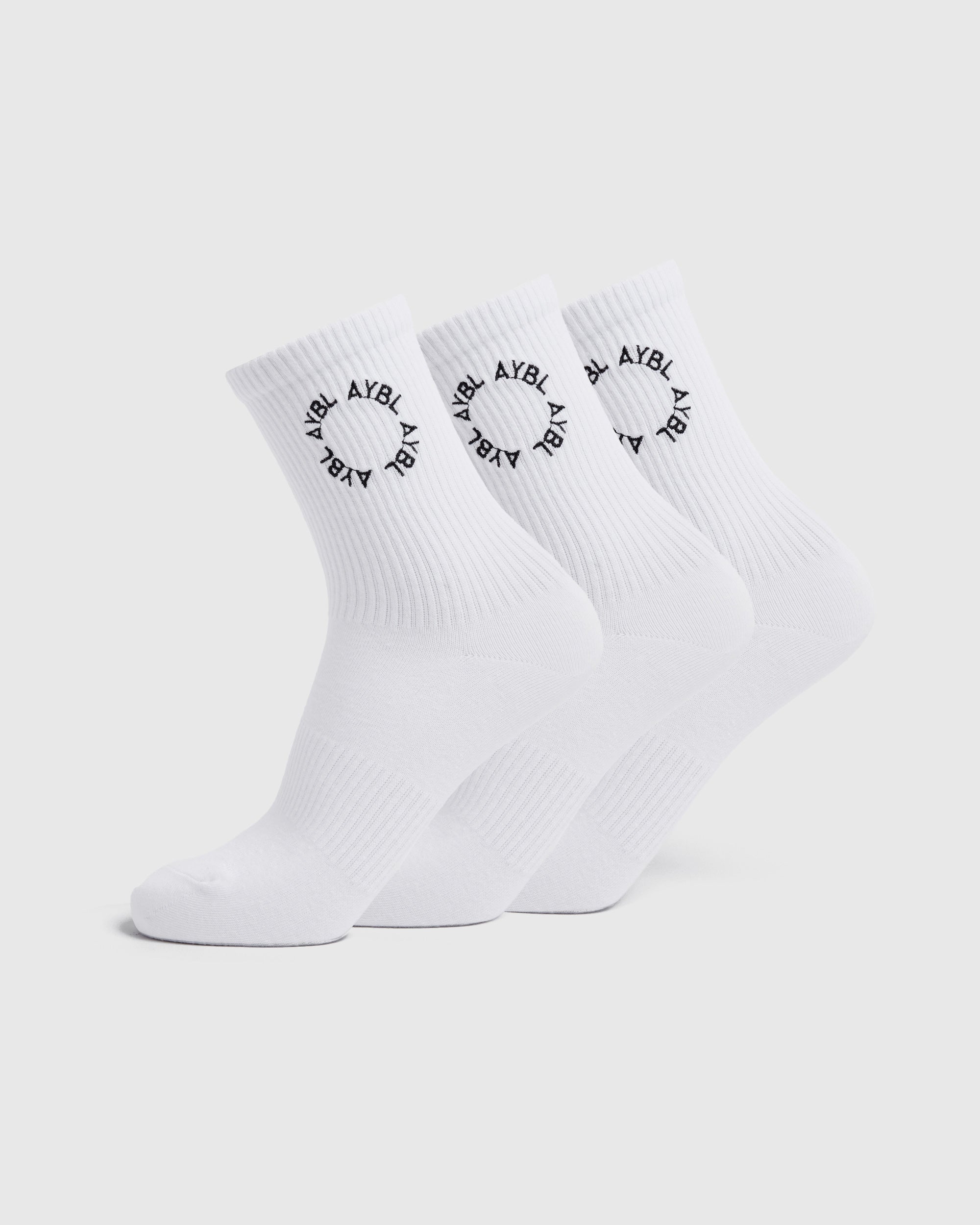 Everyday Embroidered Crew Socks (3 Pack) - Wei§