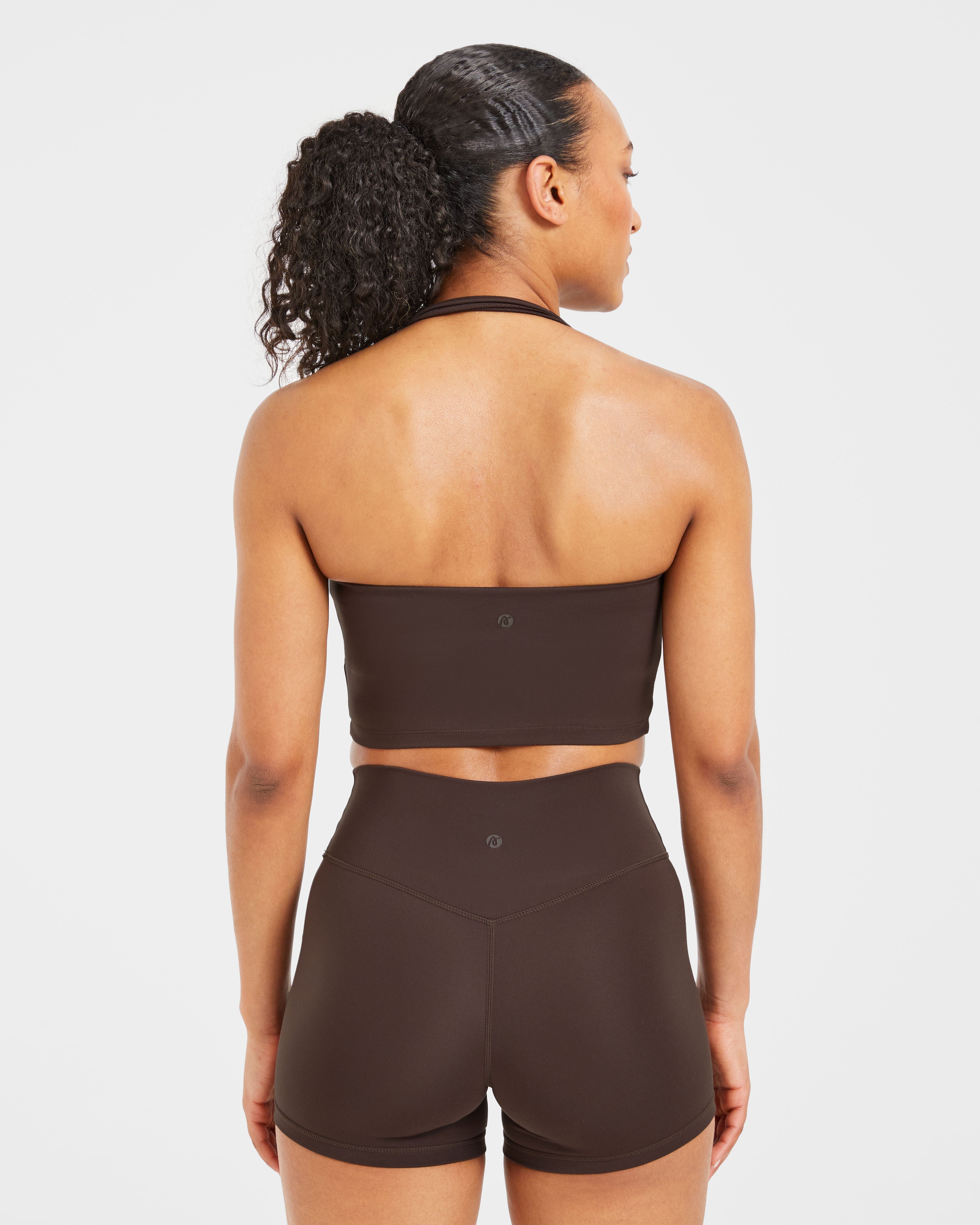 Staple Halterneck Crop Top - Coffee Braun