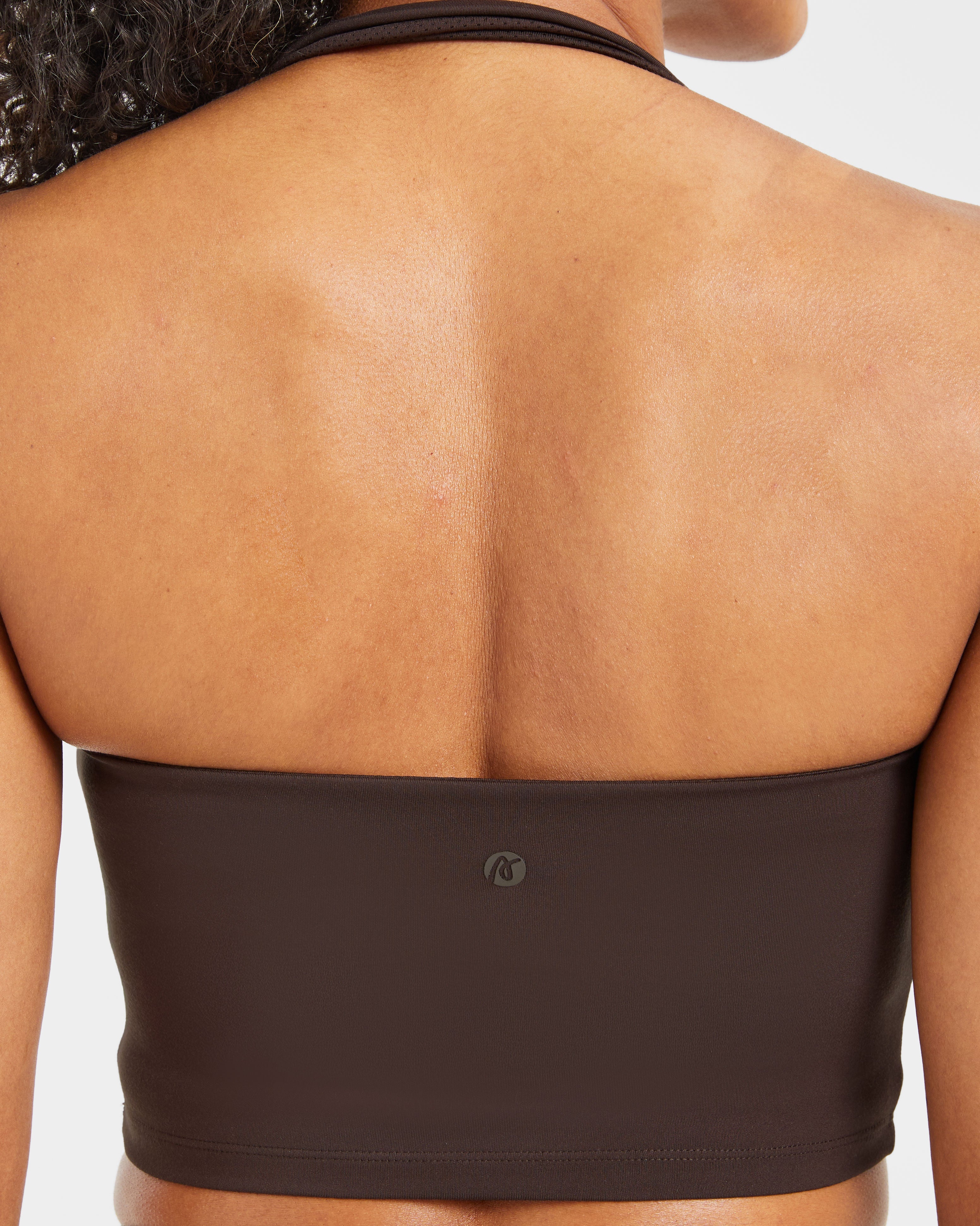 Staple Halterneck Crop Top - Coffee Braun