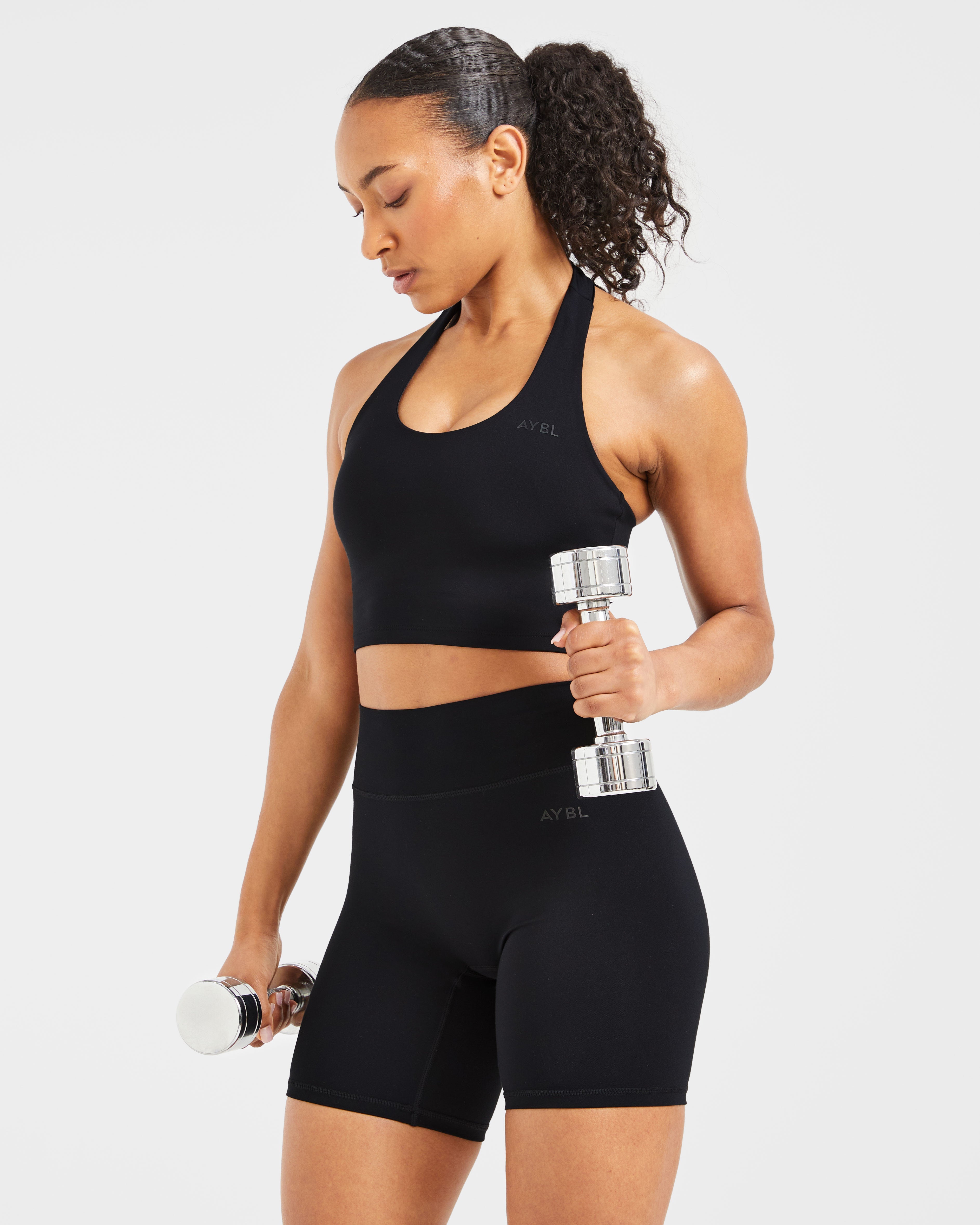 Staple Halterneck Crop Top - Schwarz