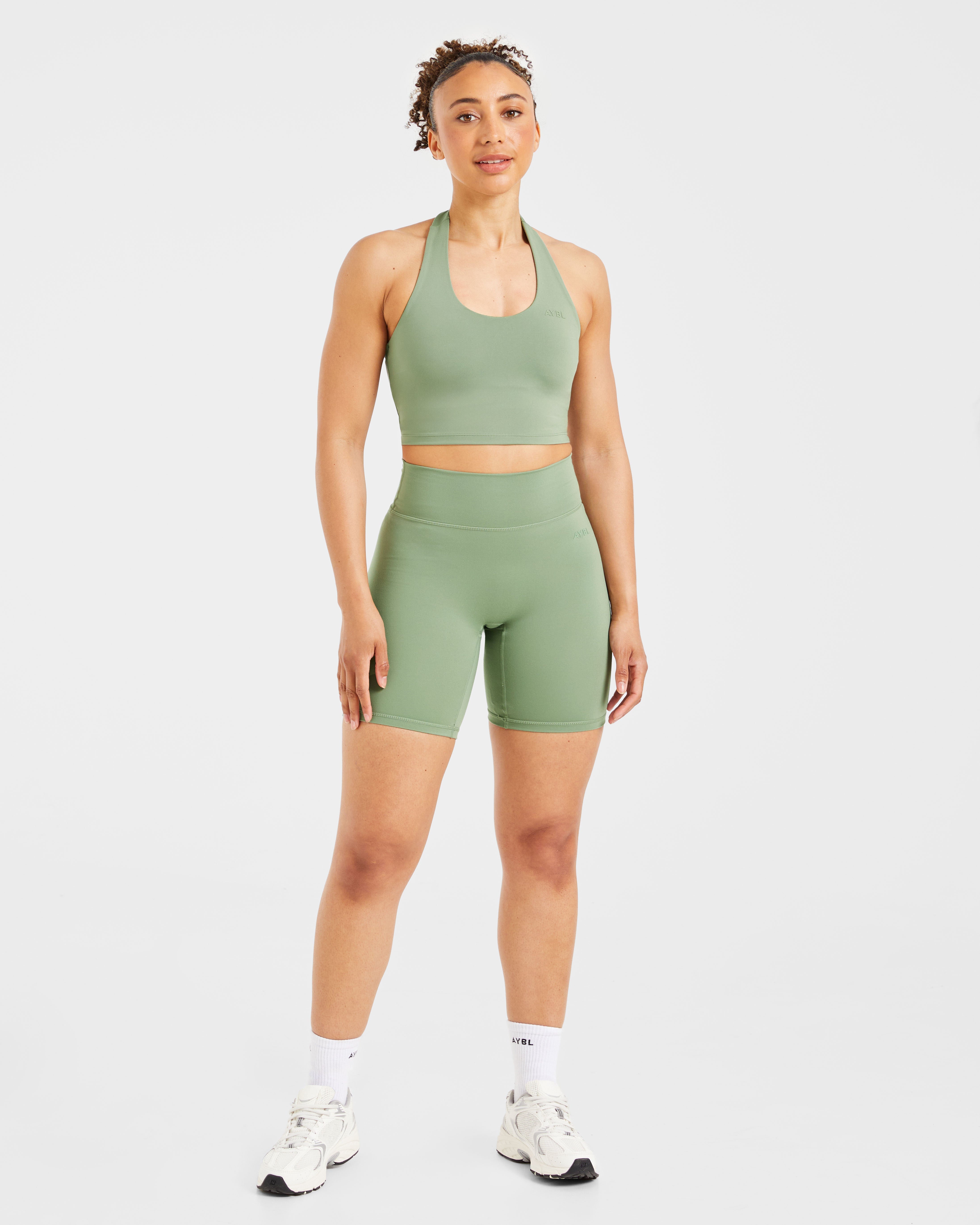 Staple Halterneck Crop Top - Olive Grün