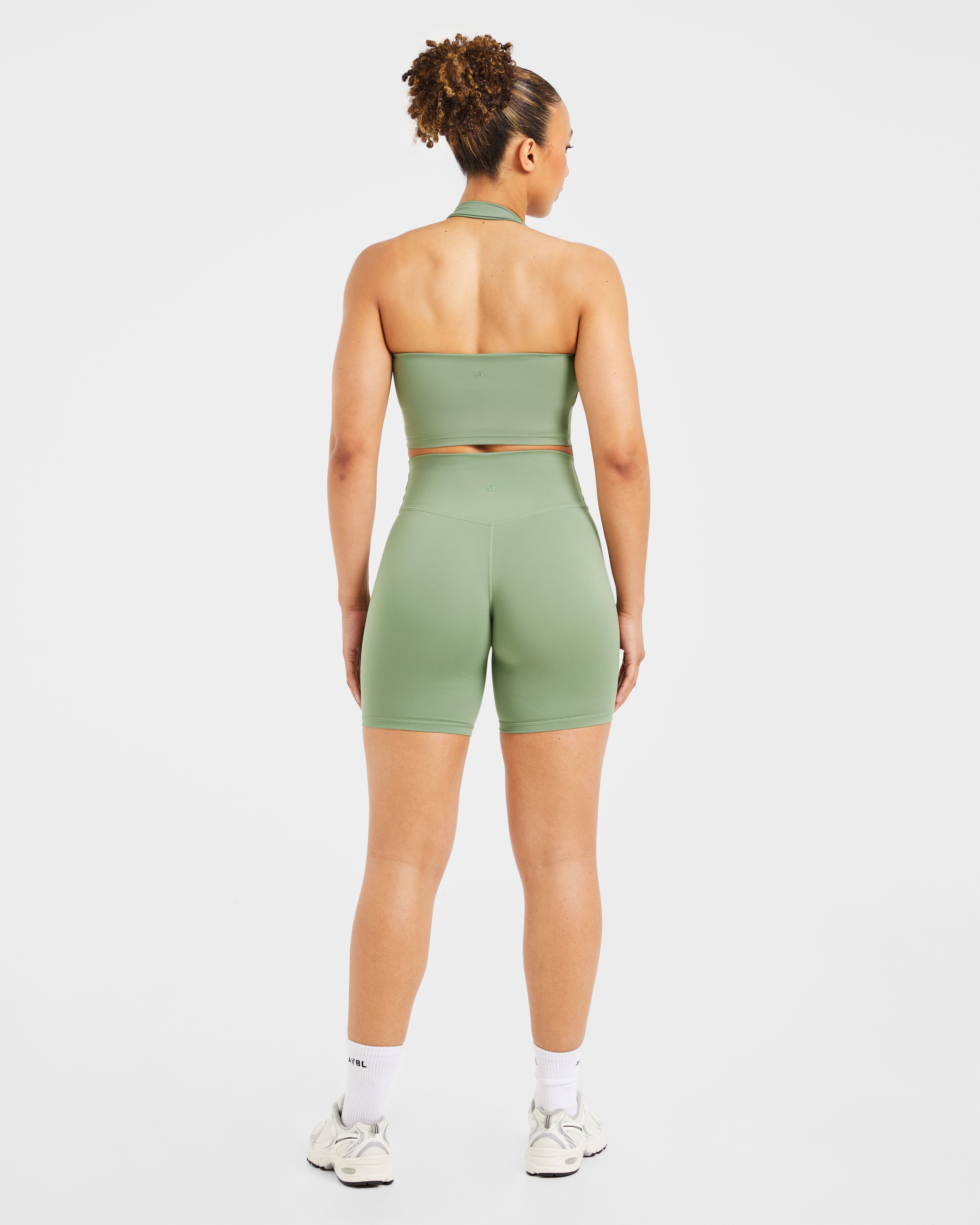 Staple Halterneck Crop Top - Olive Grün