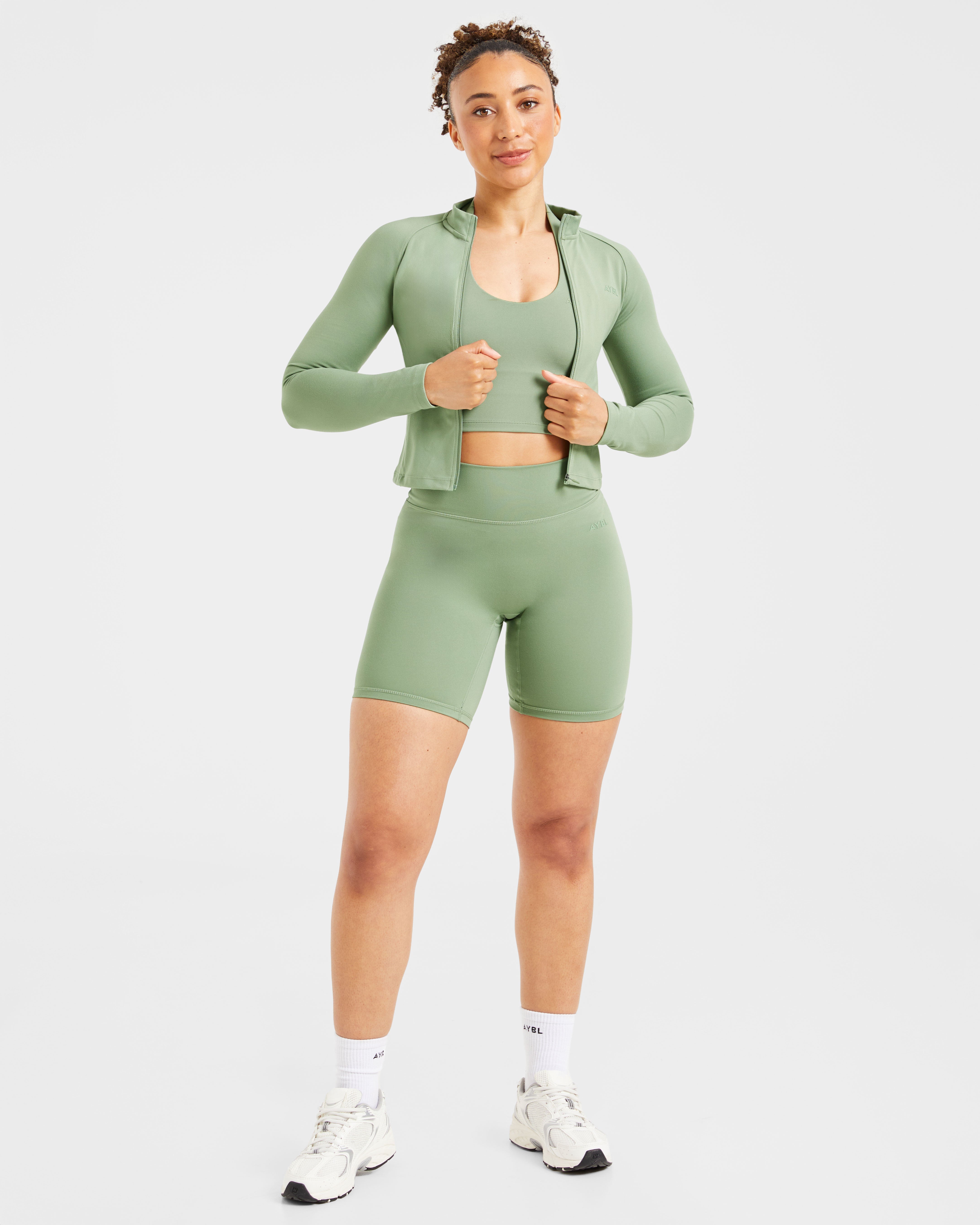 Staple Halterneck Crop Top - Olive Grün